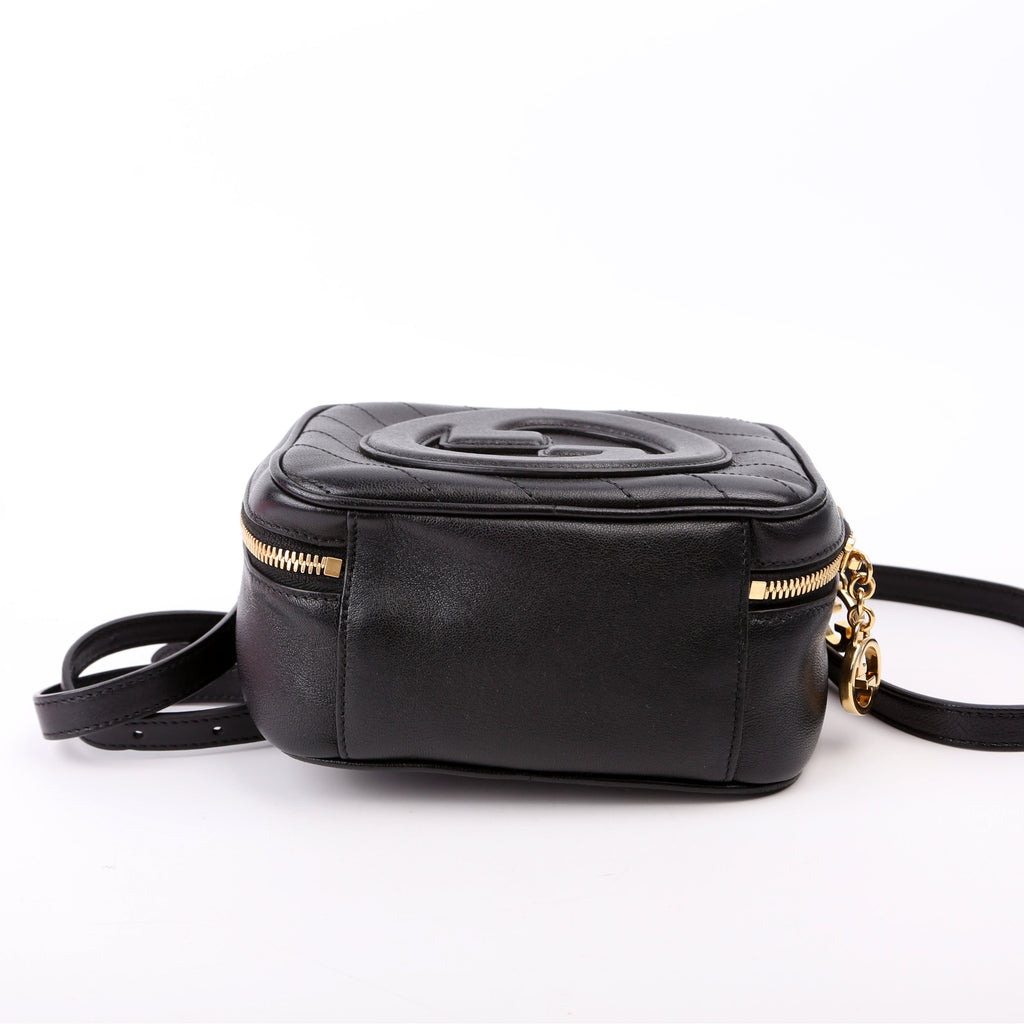 744434 Blondie Leather Top Handle Bag Black