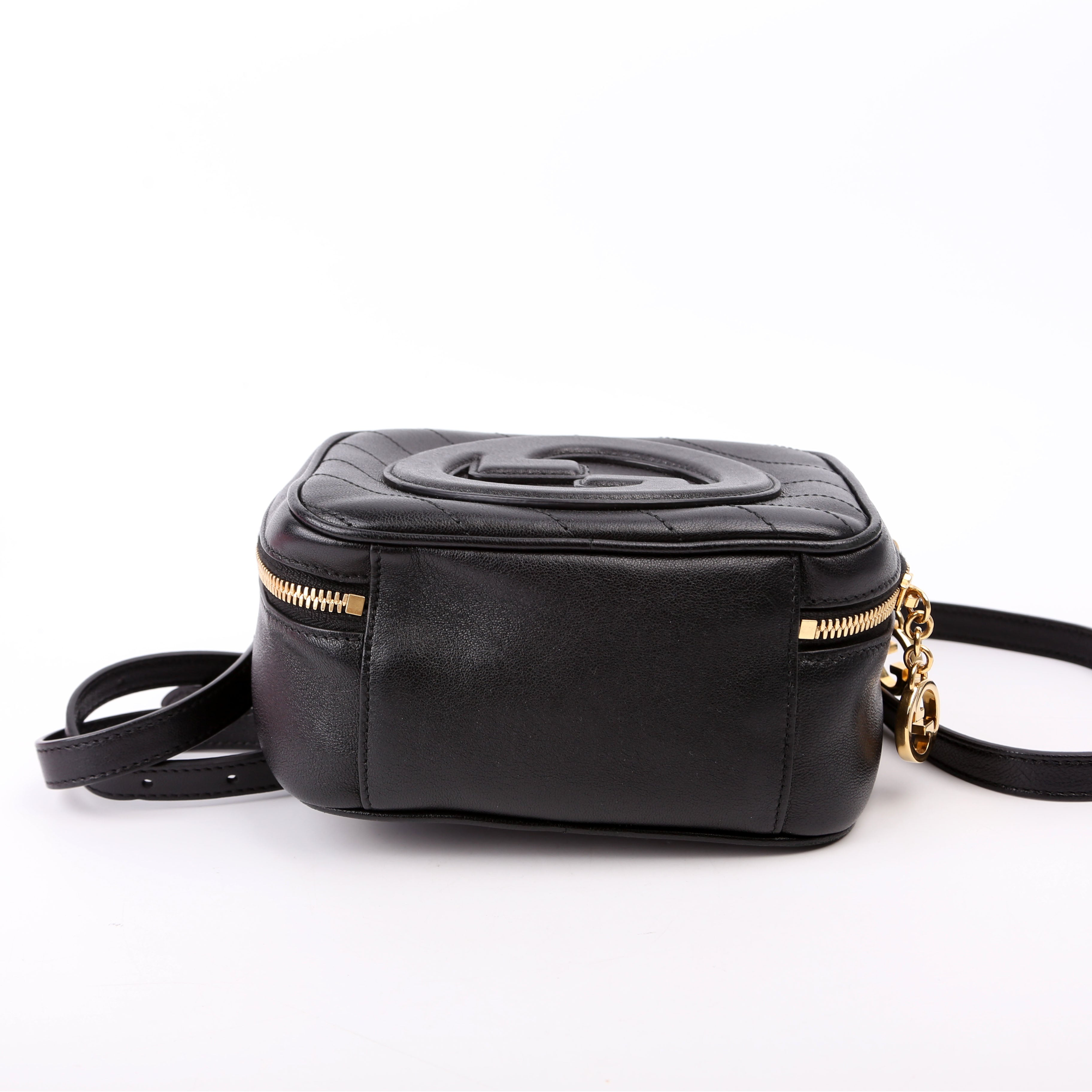 744434 Blondie Leather Top Handle Bag Black