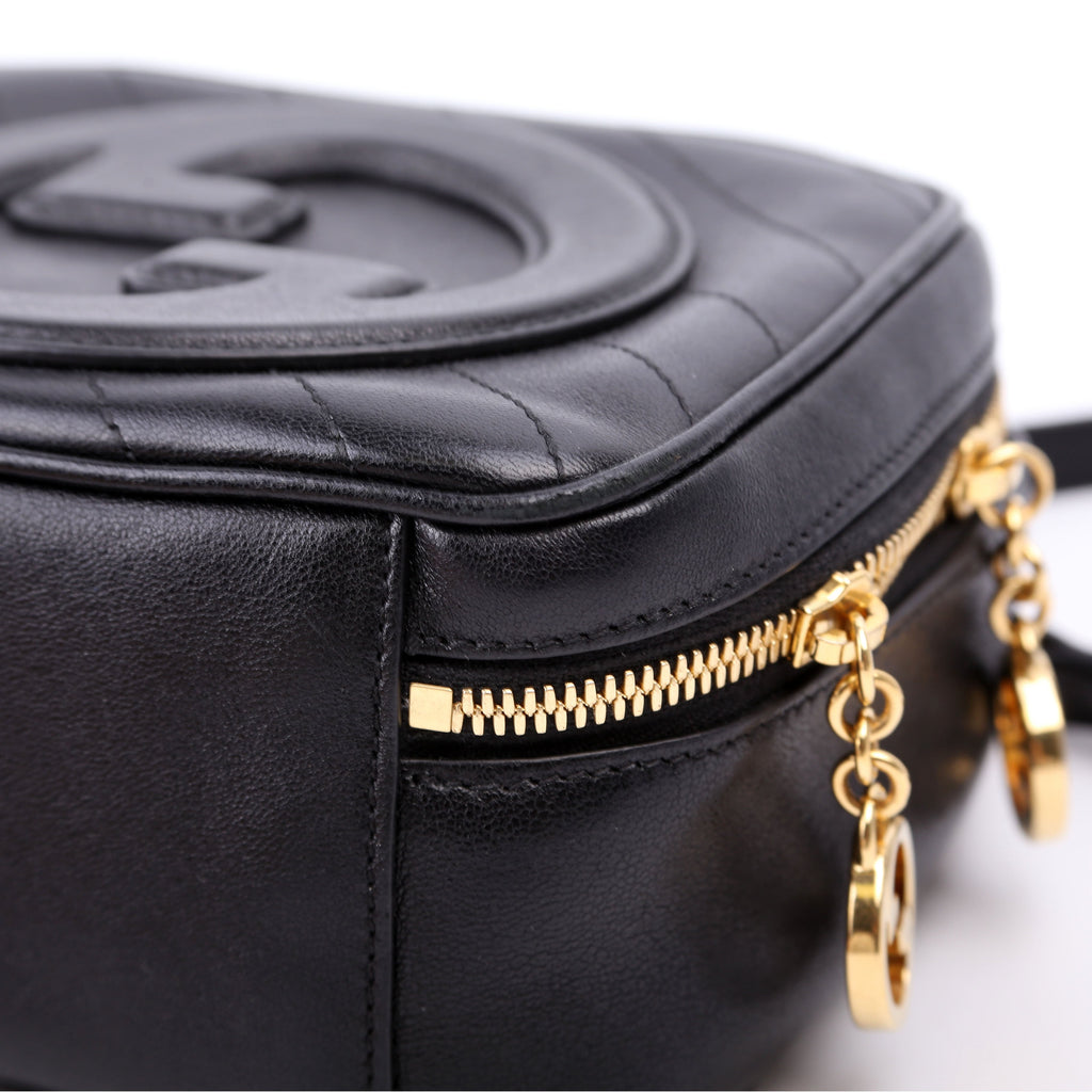 744434 Blondie Leather Top Handle Bag Black