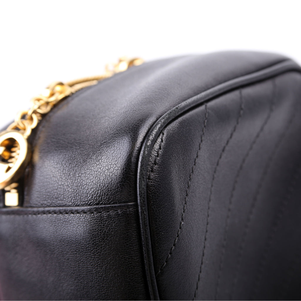 744434 Blondie Leather Top Handle Bag Black