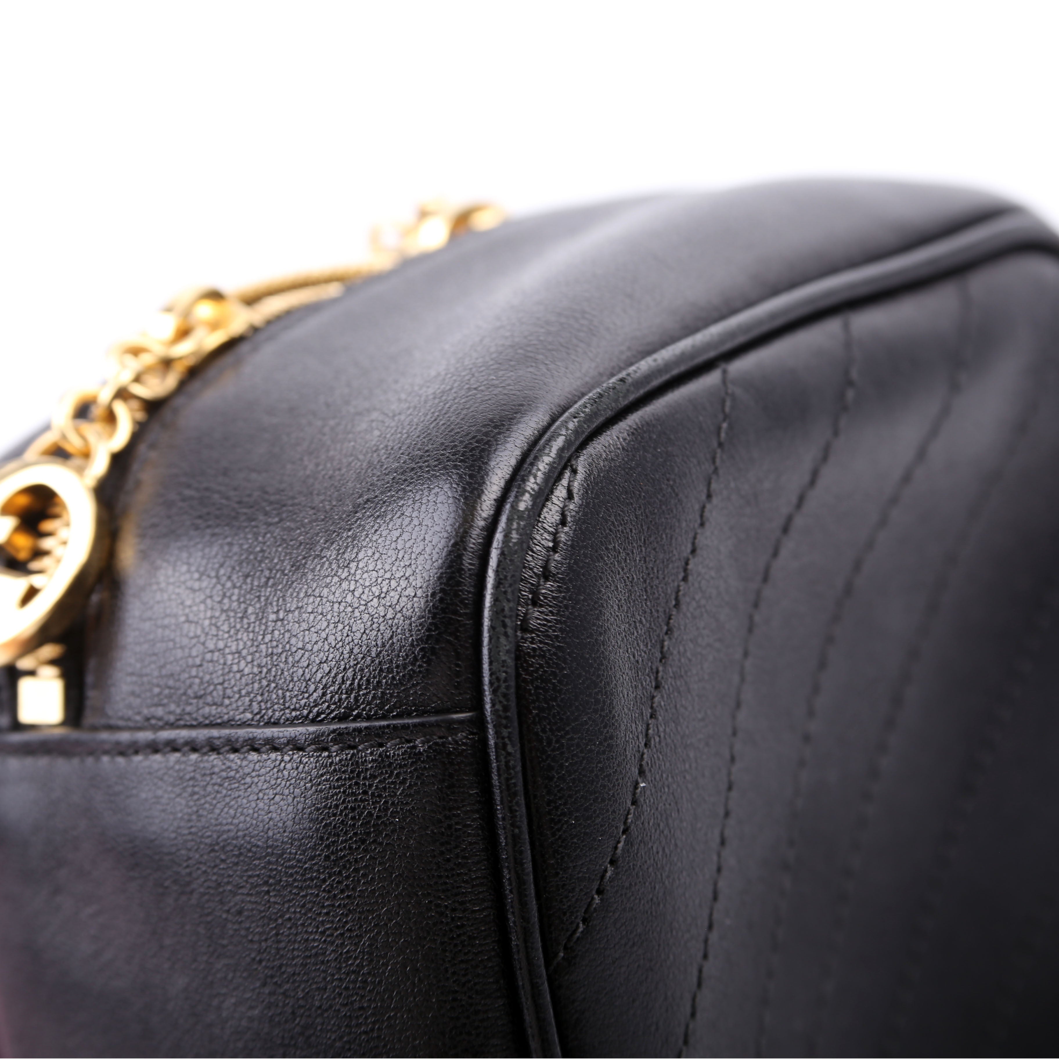 744434 Blondie Leather Top Handle Bag Black