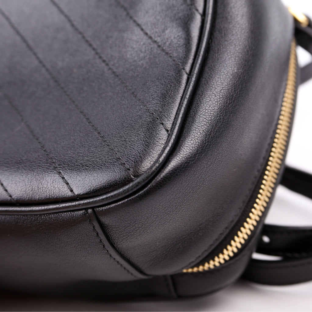 744434 Blondie Leather Top Handle Bag Black