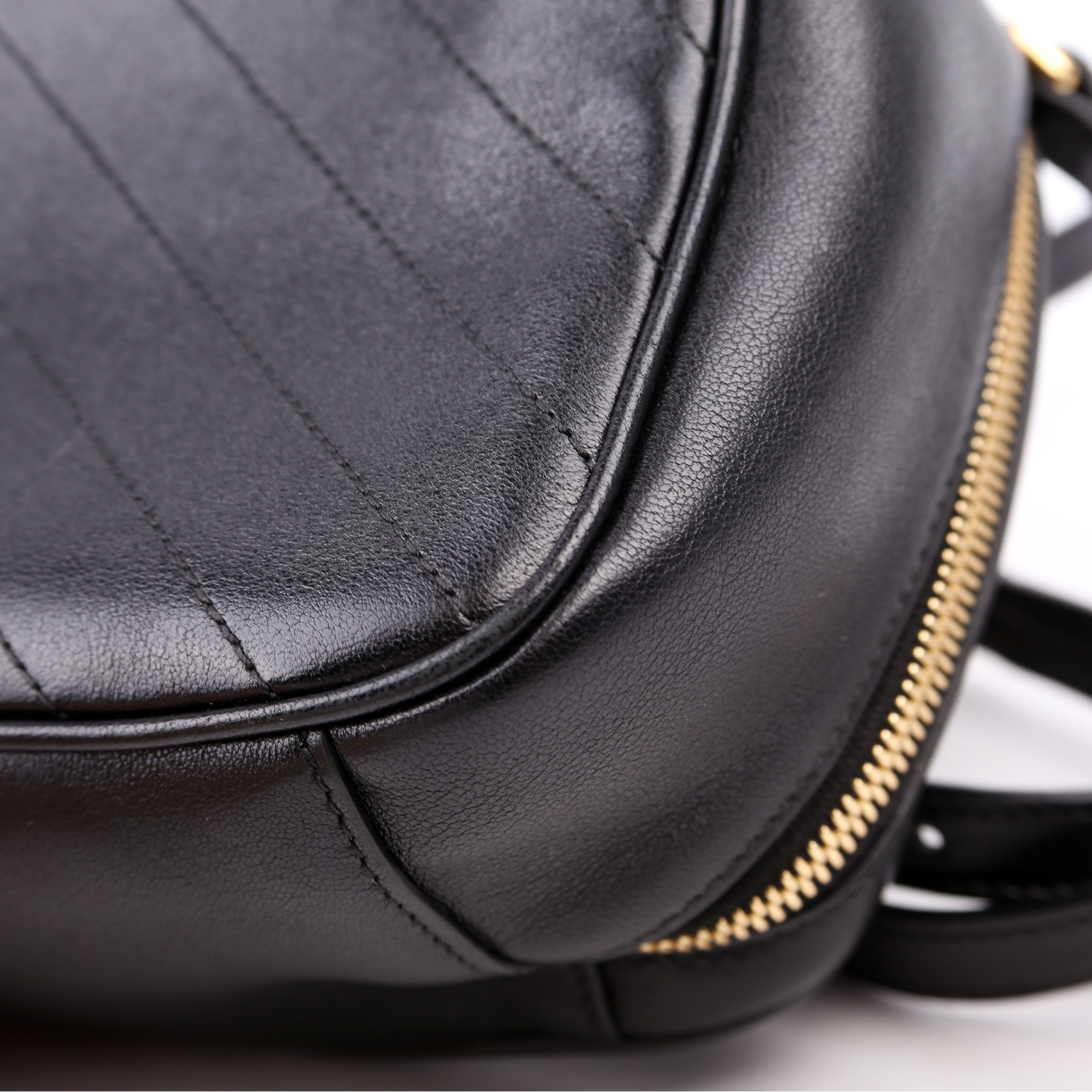 744434 Blondie Leather Top Handle Bag Black