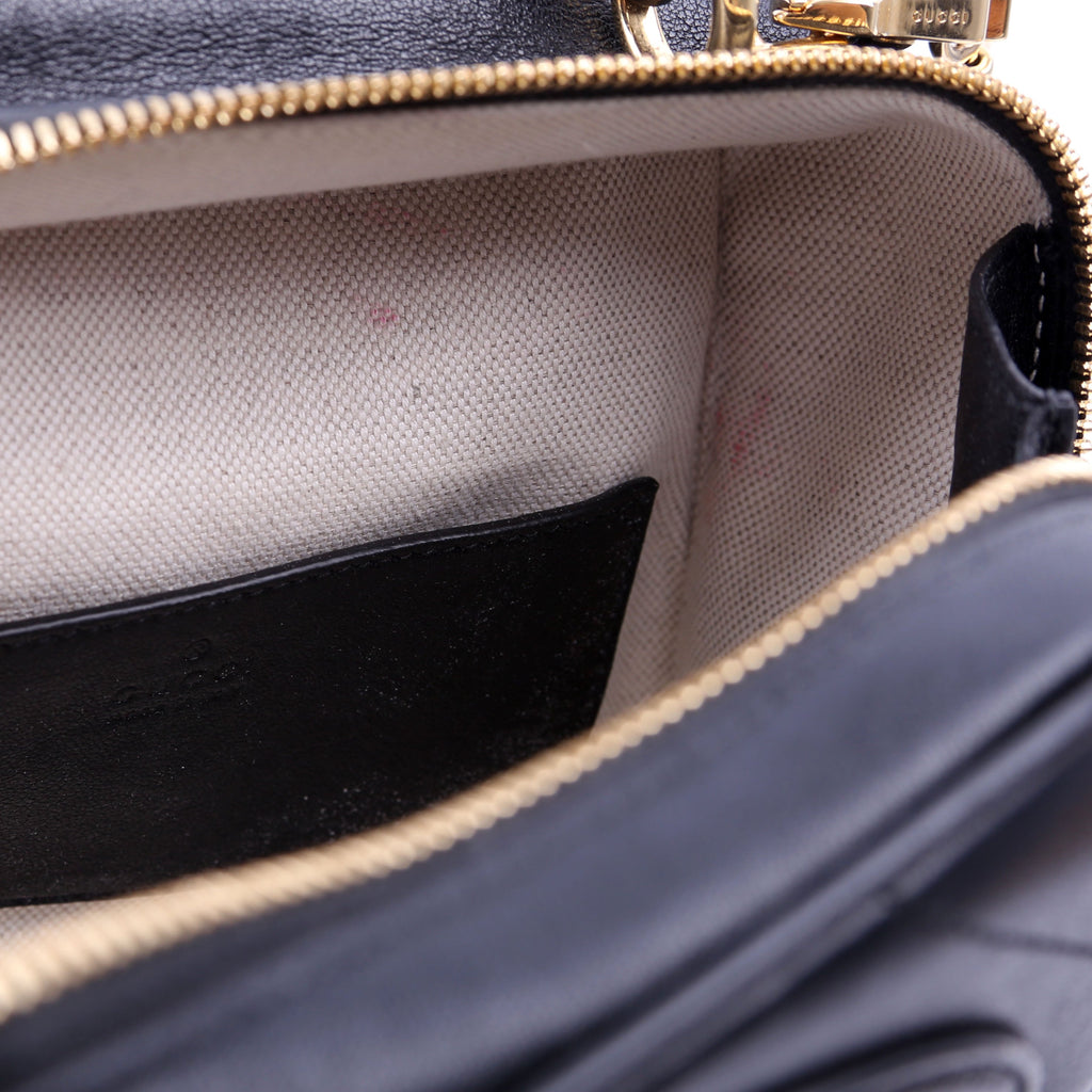 744434 Blondie Leather Top Handle Bag Black