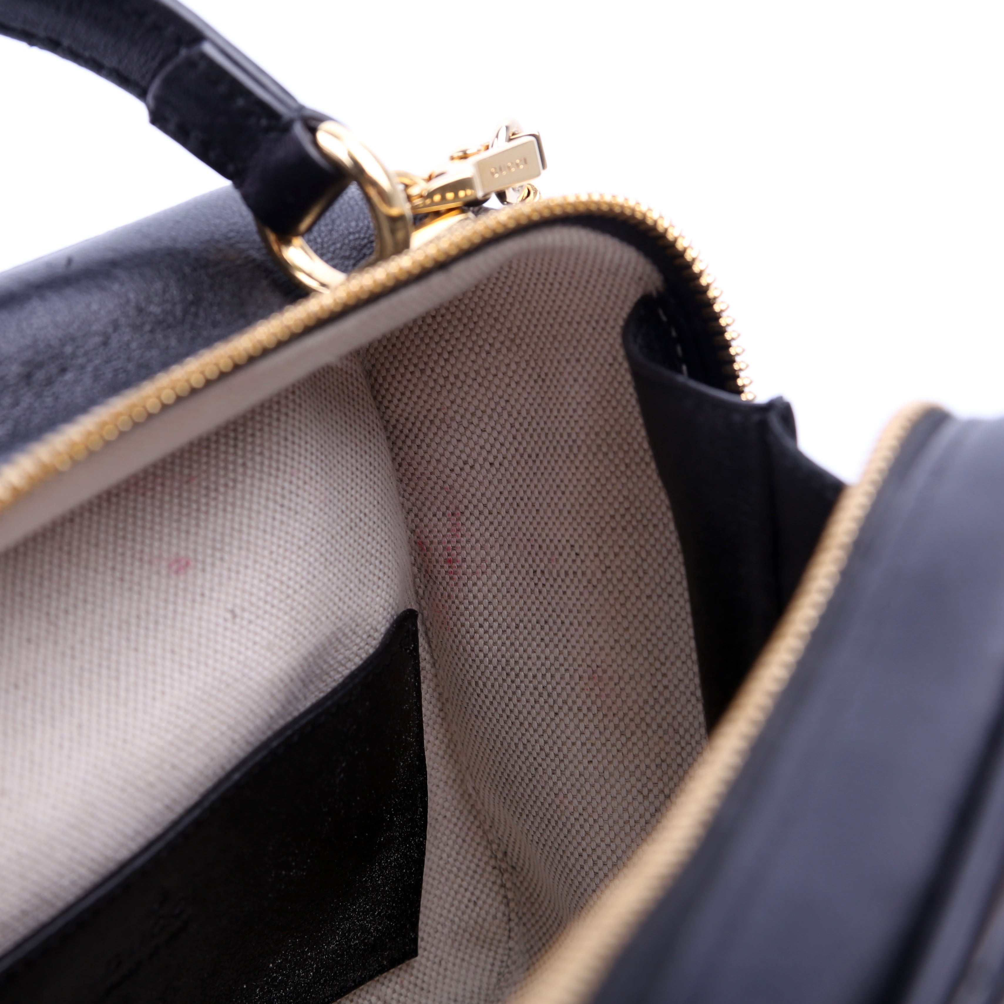 744434 Blondie Leather Top Handle Bag Black