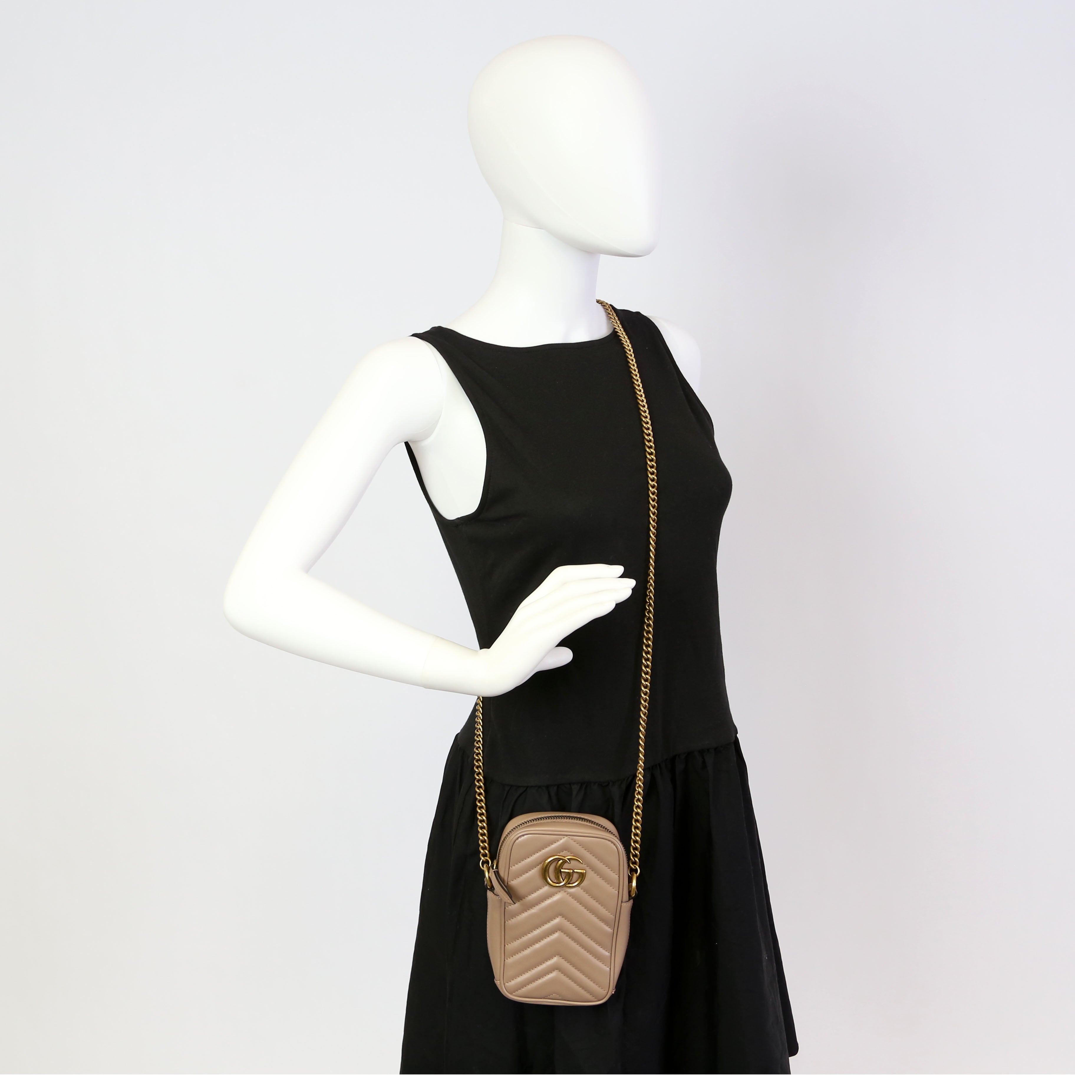 598597 GG Marmont Mini Bag Nude