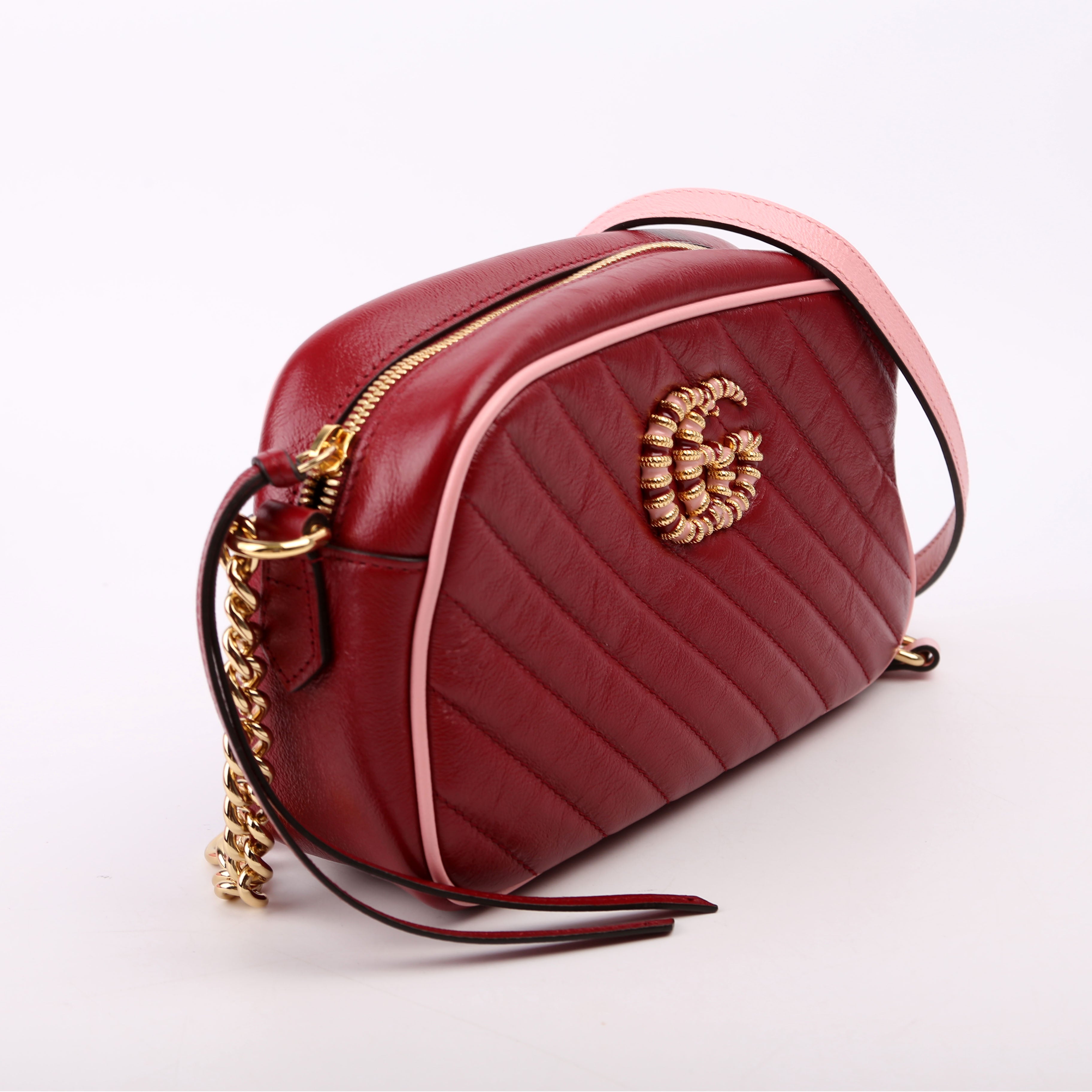 447632 Marmont Torchon Small Leather Camera Red/Pink