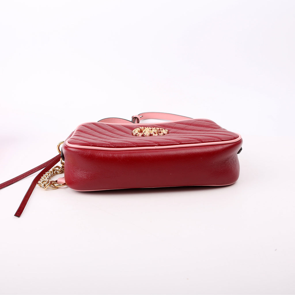 447632 Marmont Torchon Small Leather Camera Red/Pink