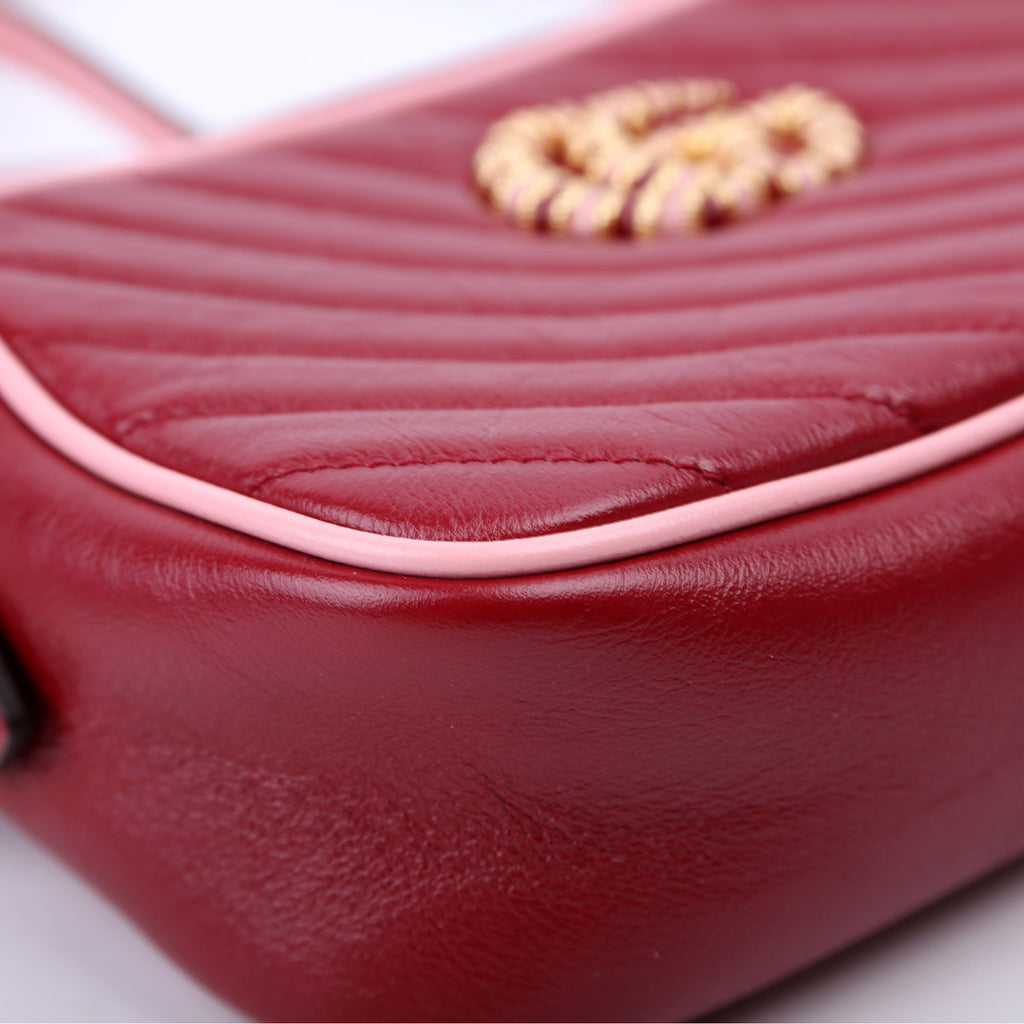 447632 Marmont Torchon Small Leather Camera Red/Pink