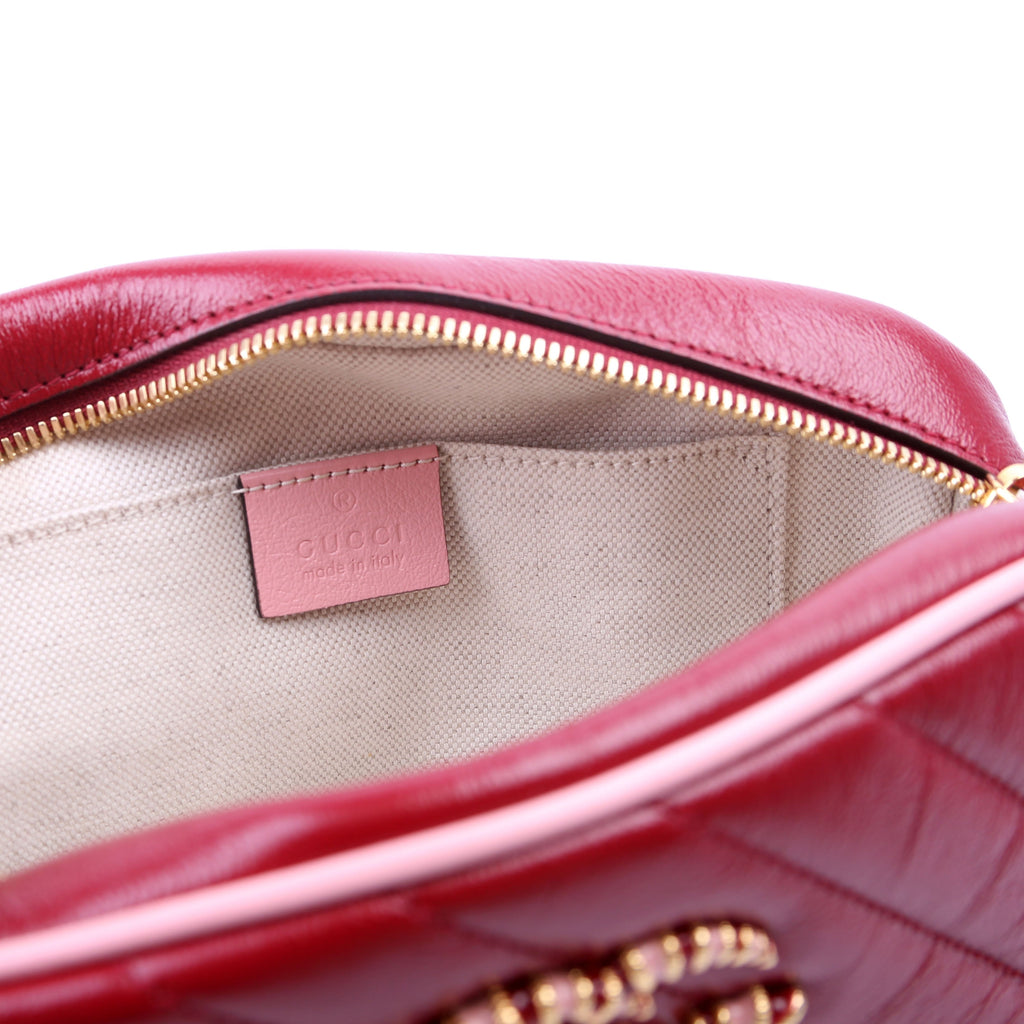 447632 Marmont Torchon Small Leather Camera Red/Pink