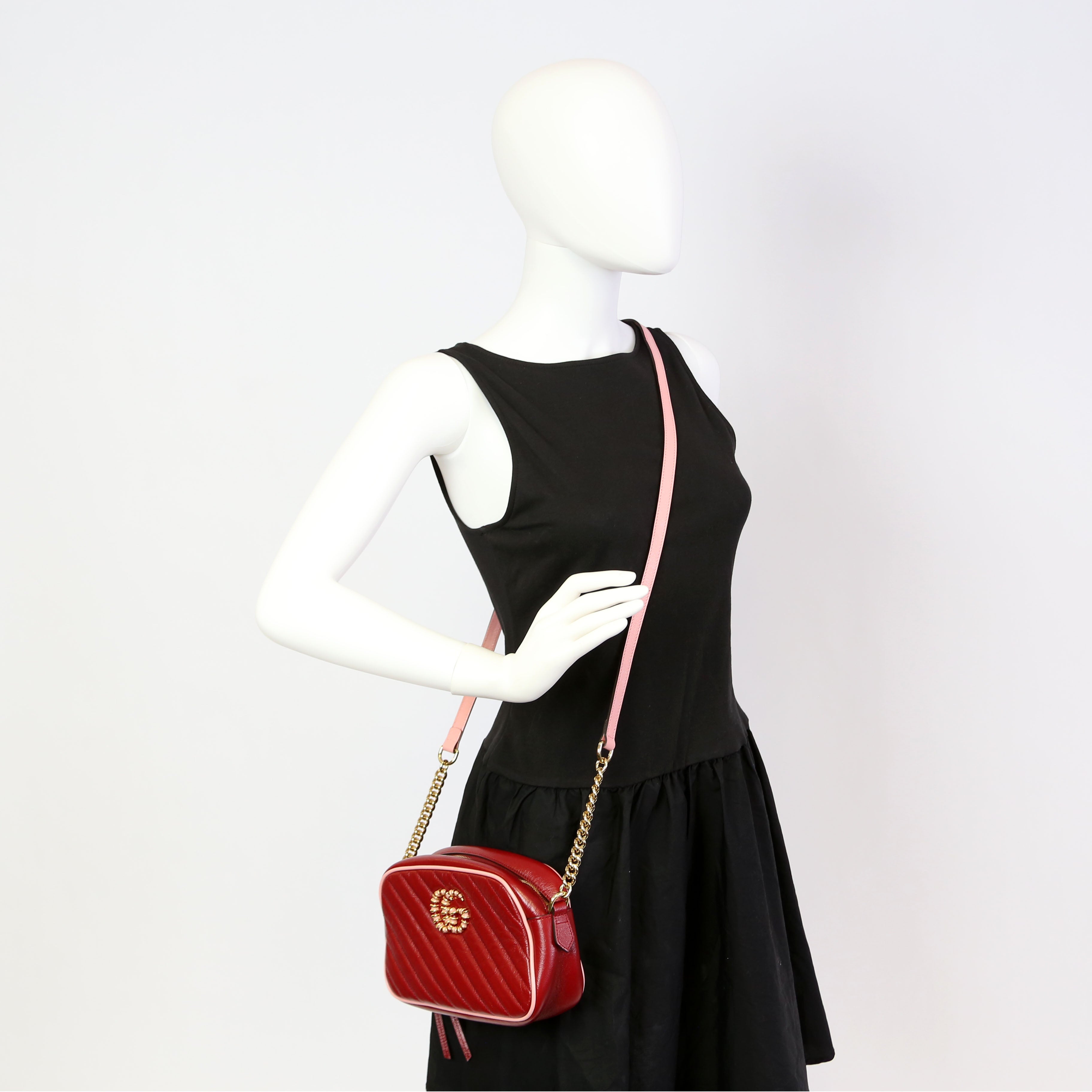 447632 Marmont Torchon Small Leather Camera Red/Pink