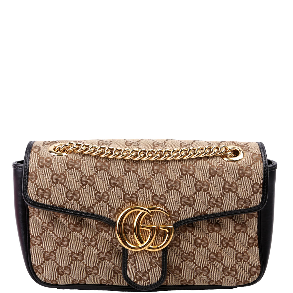 443497 Marmont GG Canvas Shoulder Small Flap Brown/Black