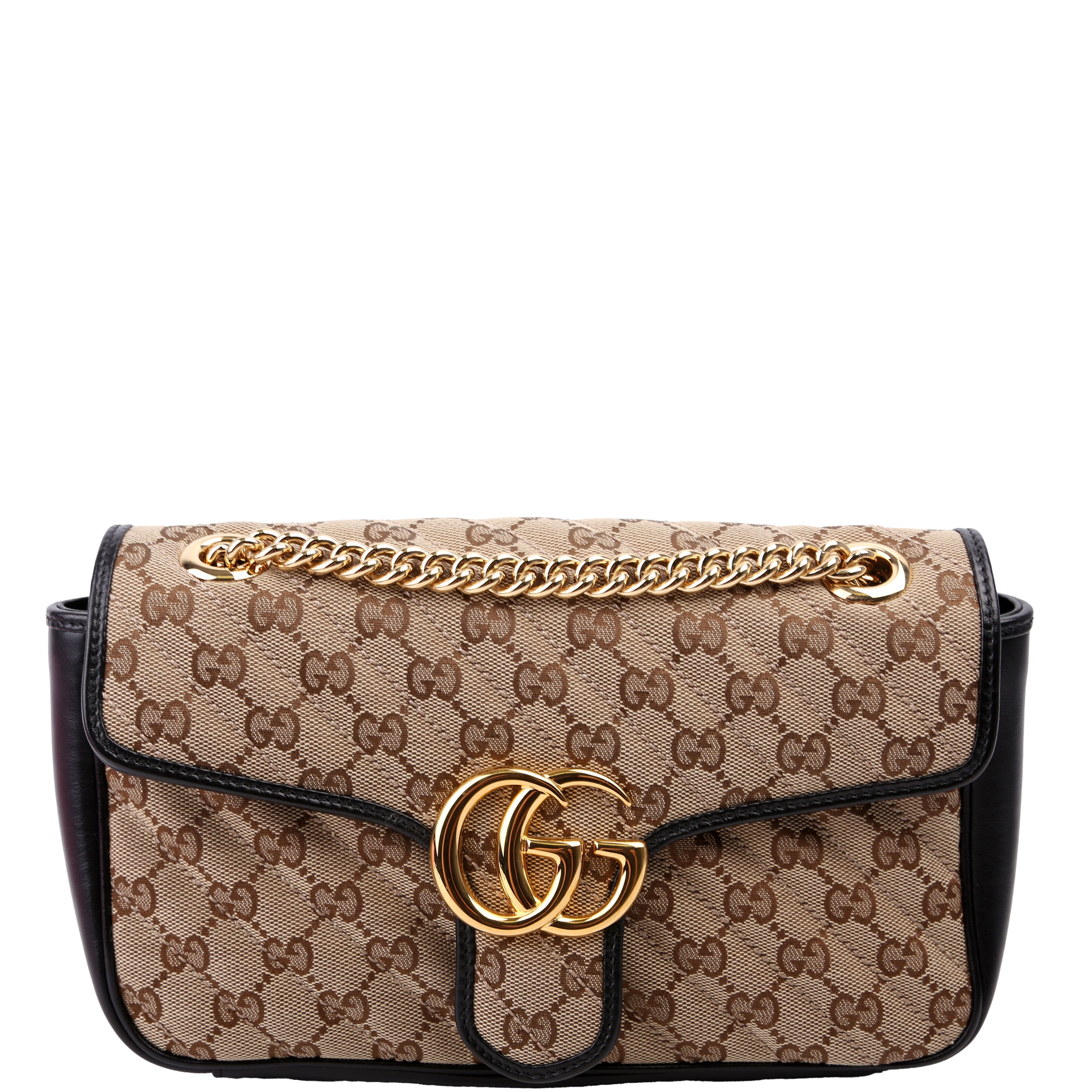 443497 Marmont GG Canvas Shoulder Small Flap Brown/Black