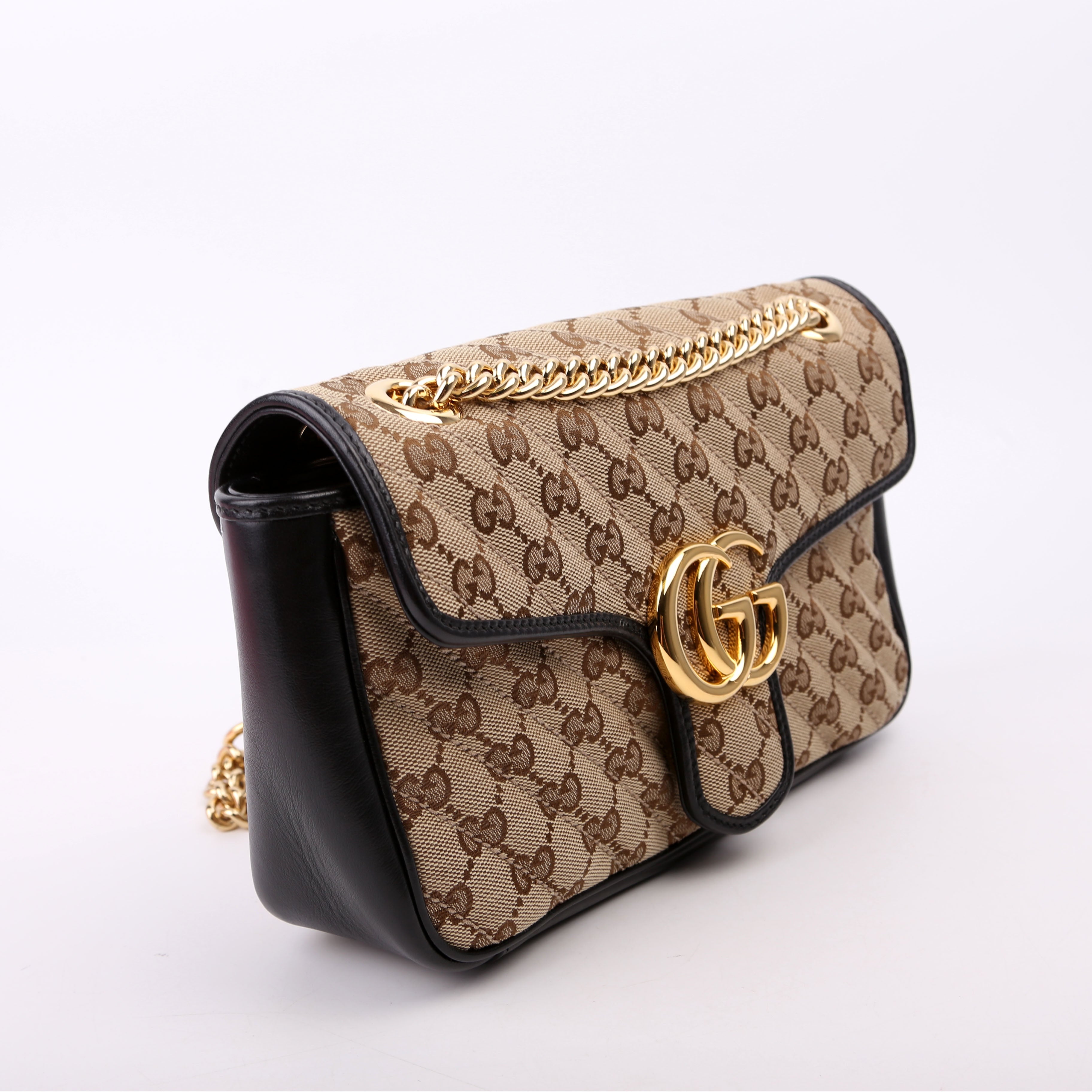 443497 Marmont GG Canvas Shoulder Small Flap Brown/Black