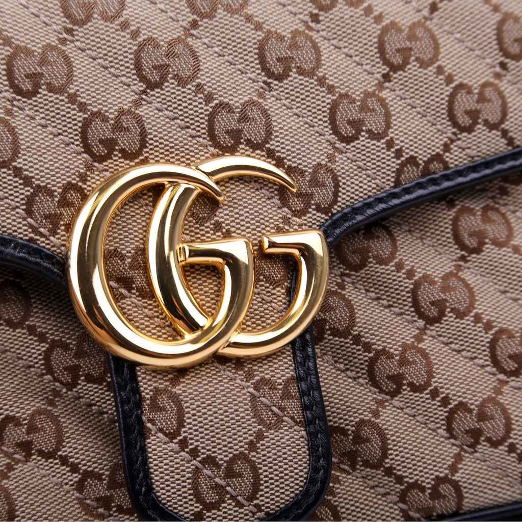 443497 Marmont GG Canvas Shoulder Small Flap Brown/Black