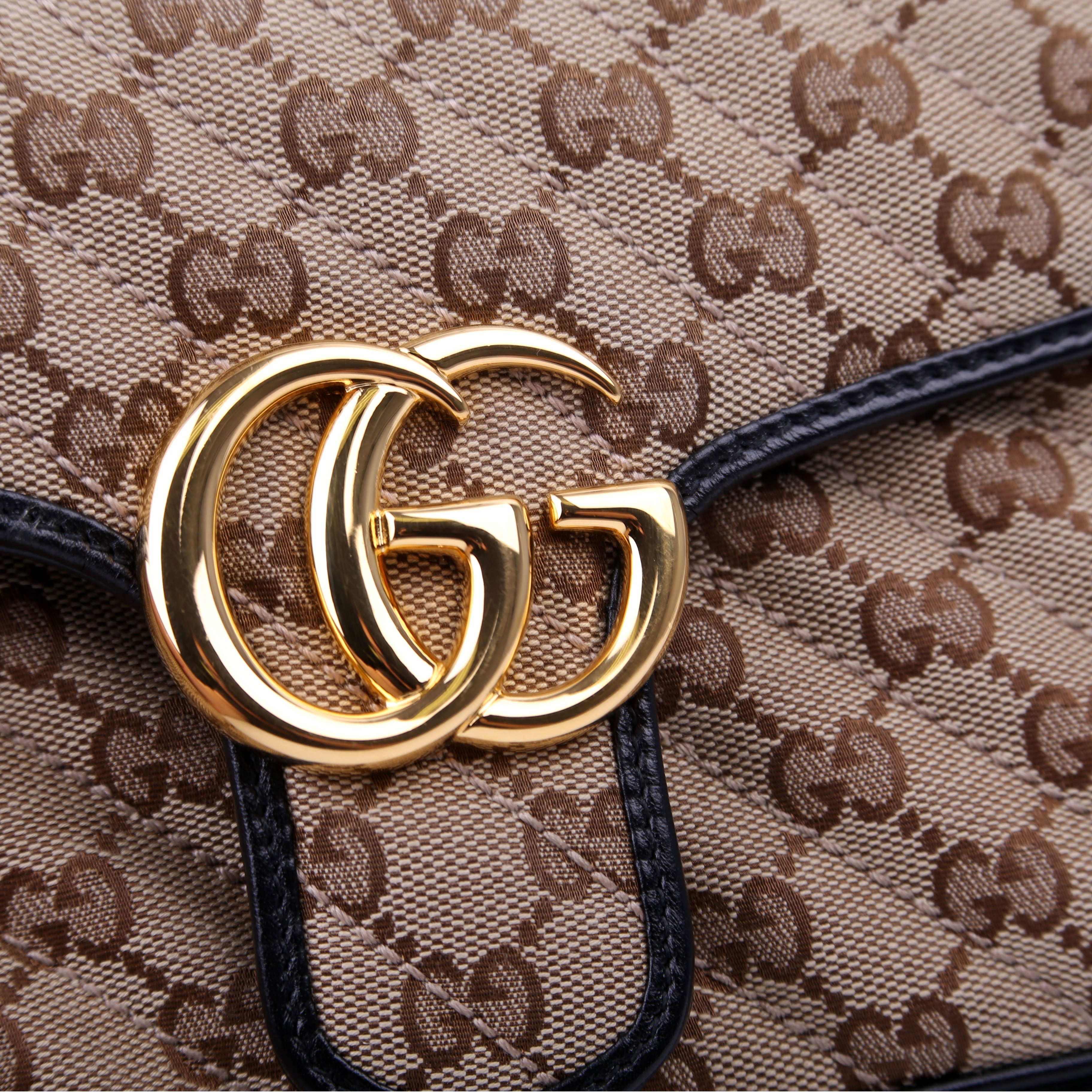 443497 Marmont GG Canvas Shoulder Small Flap Brown/Black