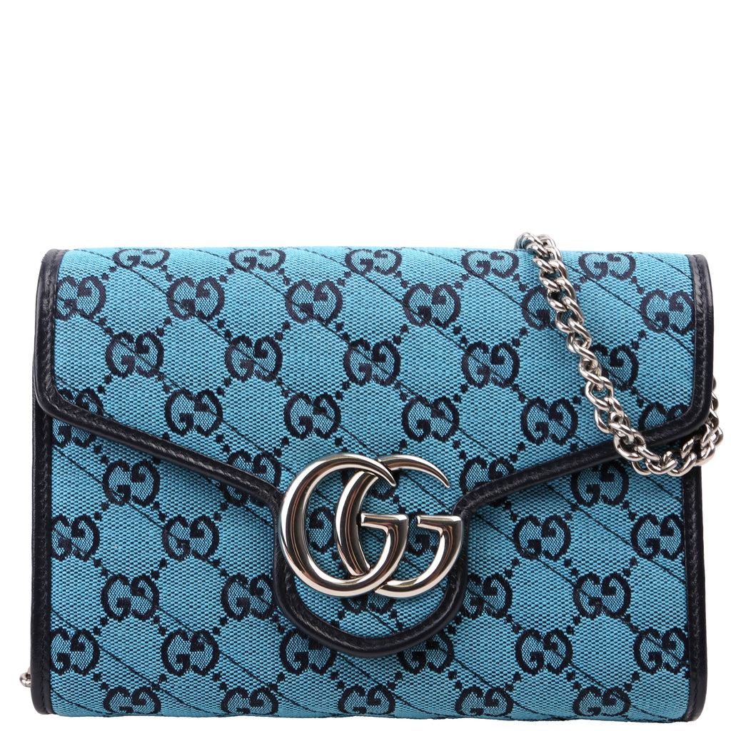 Gucci 474575 Marmont Chain Wallet Blue