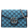 Gucci 474575 Marmont Chain Wallet Blue