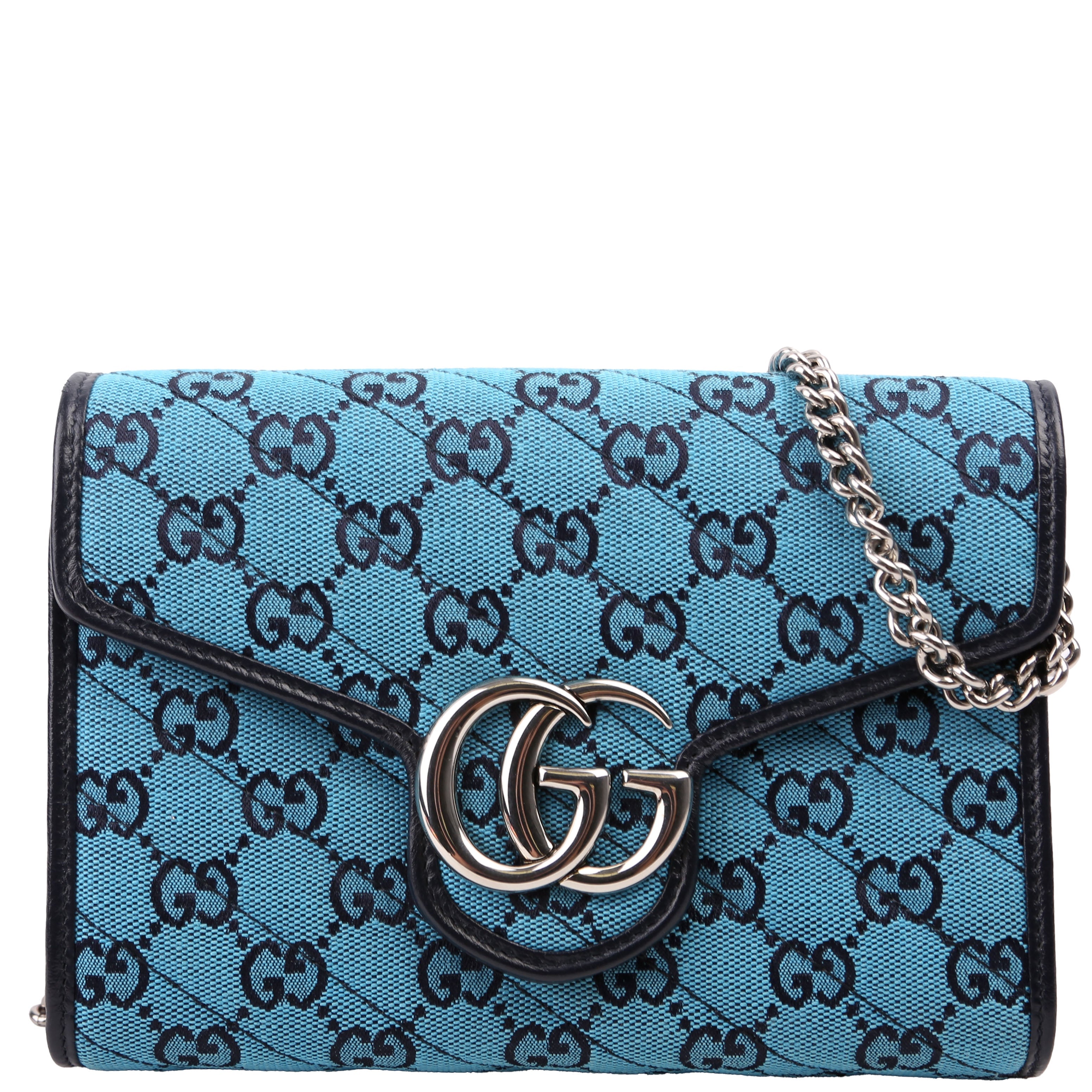 Gucci 474575 Marmont Chain Wallet Blue