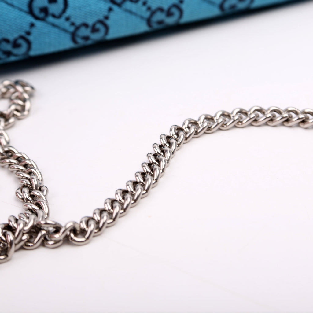 Gucci 474575 Marmont Chain Wallet Blue