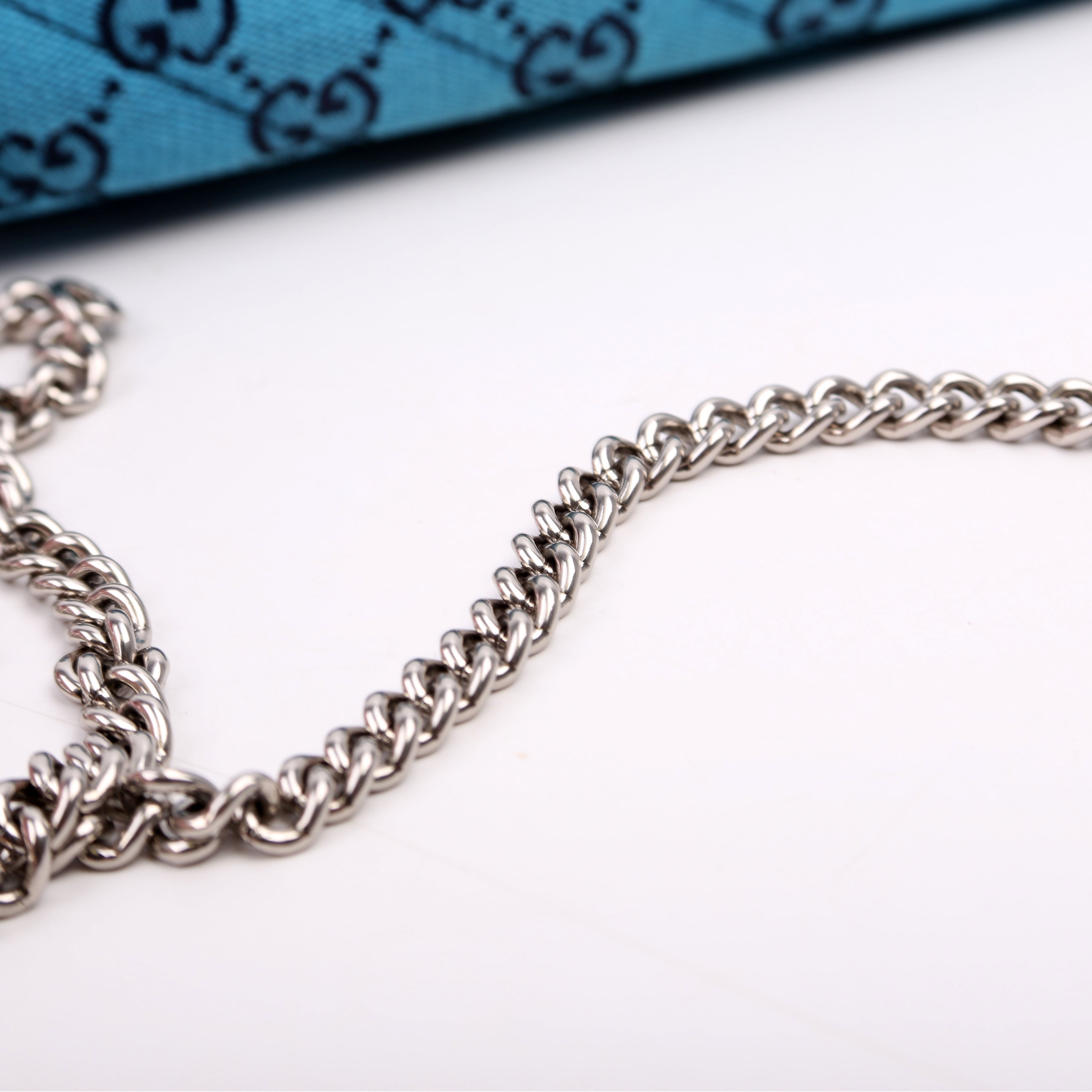 Gucci 474575 Marmont Chain Wallet Blue