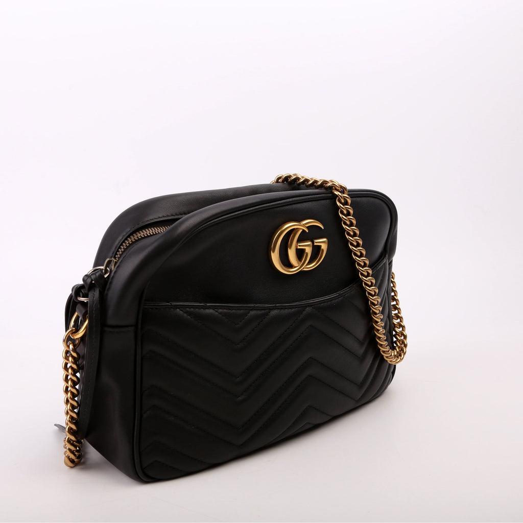 443499 GG Marmont Medium Chain Bag Black