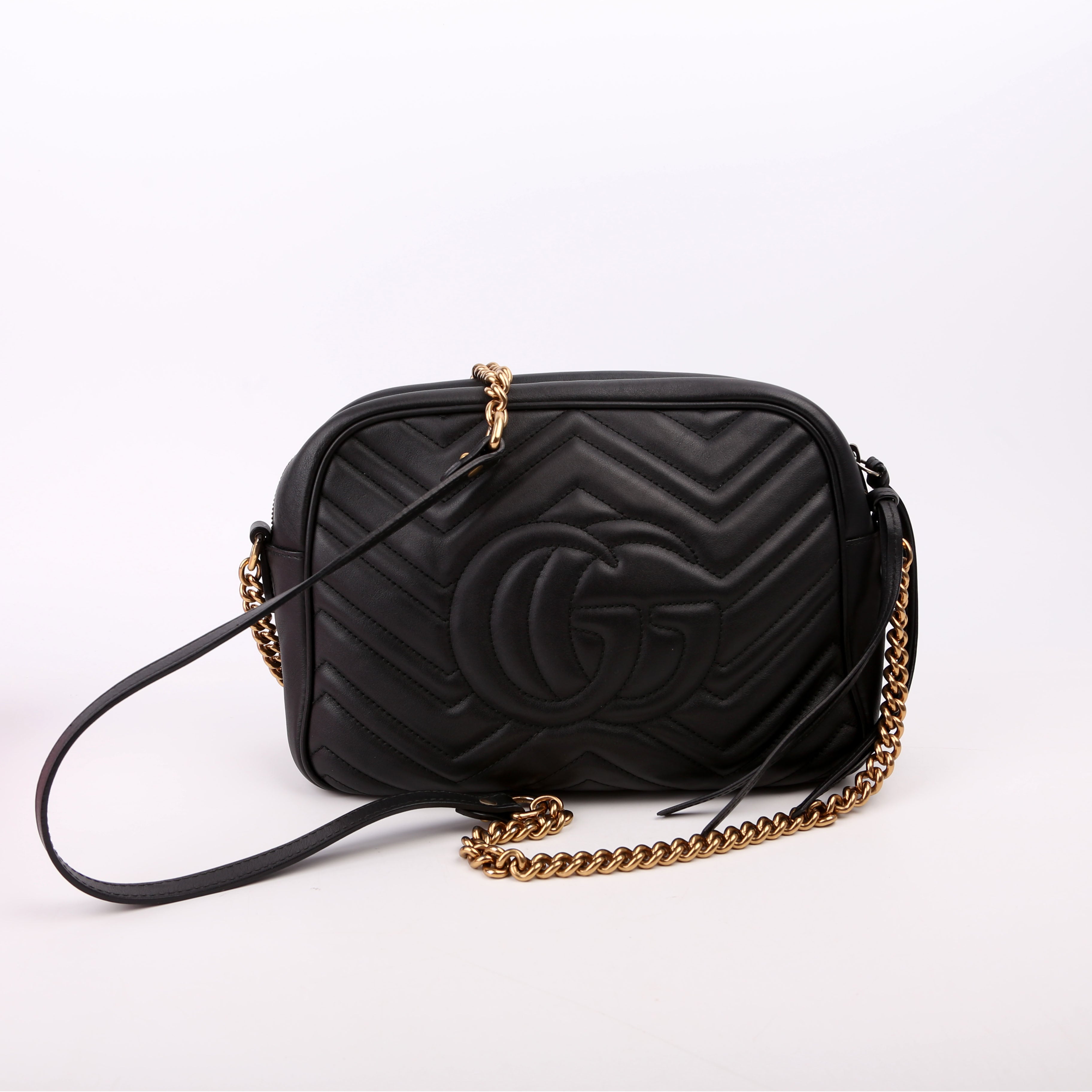 443499 GG Marmont Medium Chain Bag Black