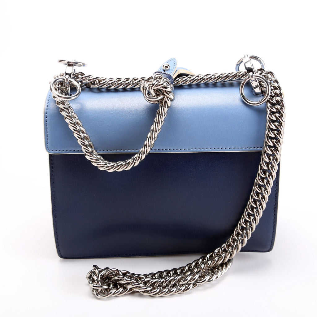 8M0381 Kan I Scalloped Leather/Pearls Small Blue