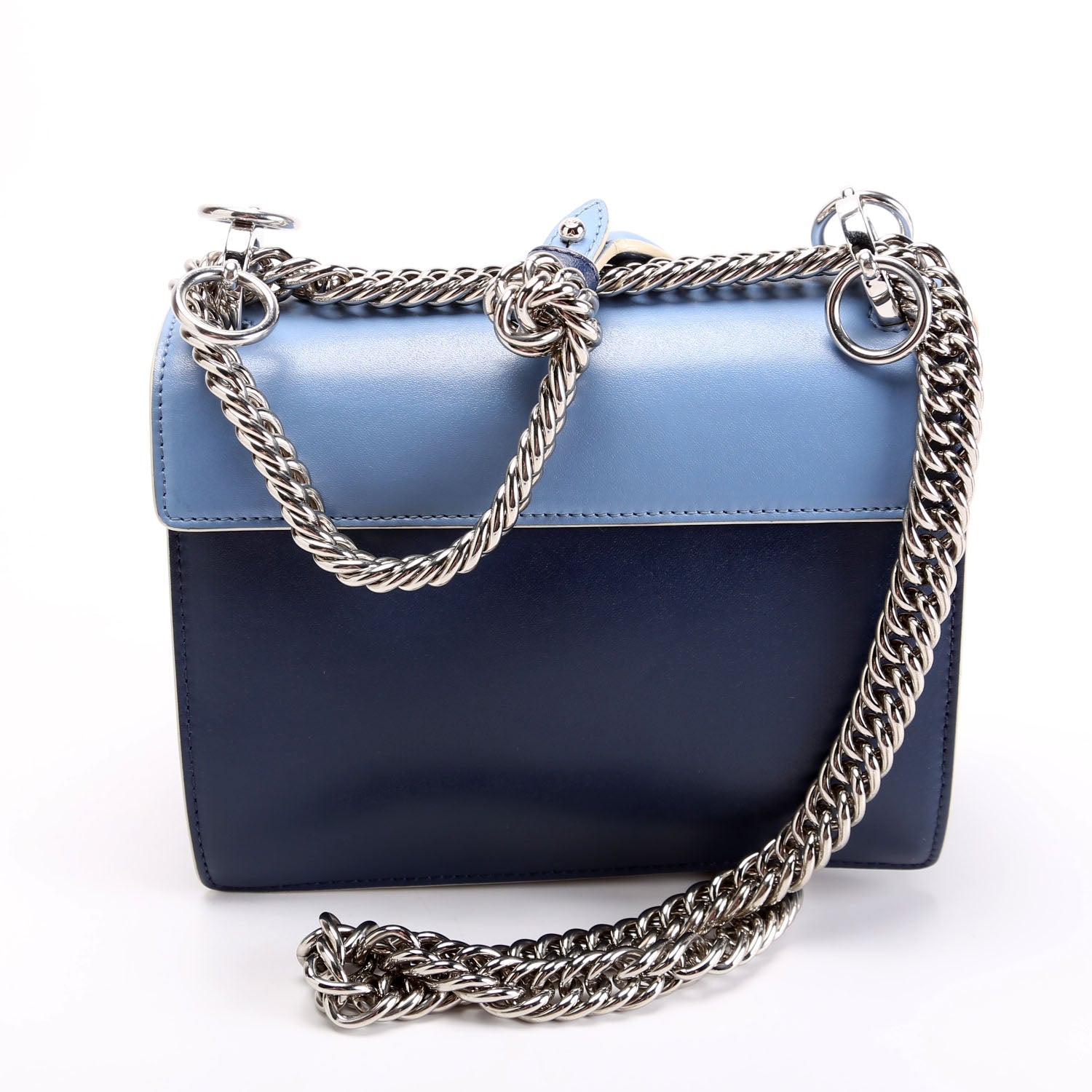 8M0381 Kan I Scalloped Leather/Pearls Small Blue