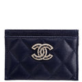 Crystal CC Card Holder Caviar 32M Blue