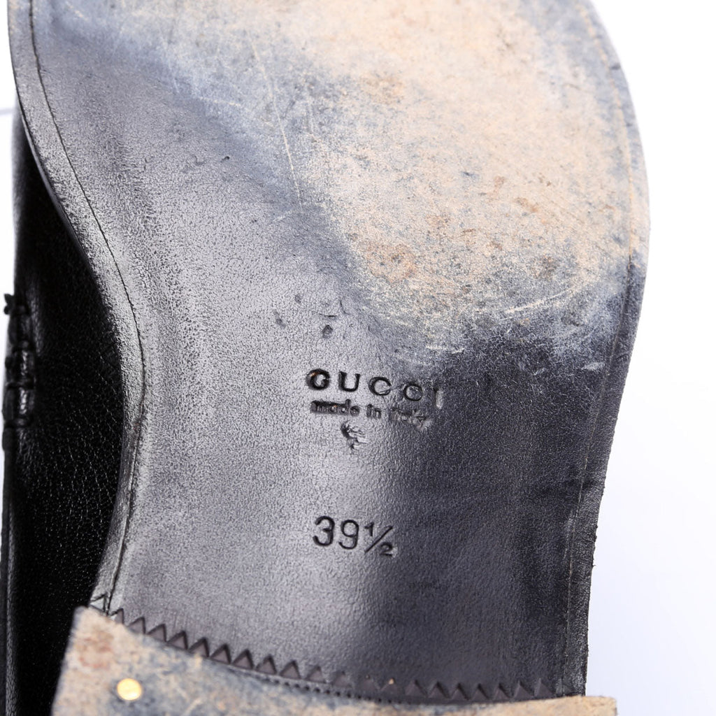 Gucci Logo Loafer Size 39.5 Black/Gold