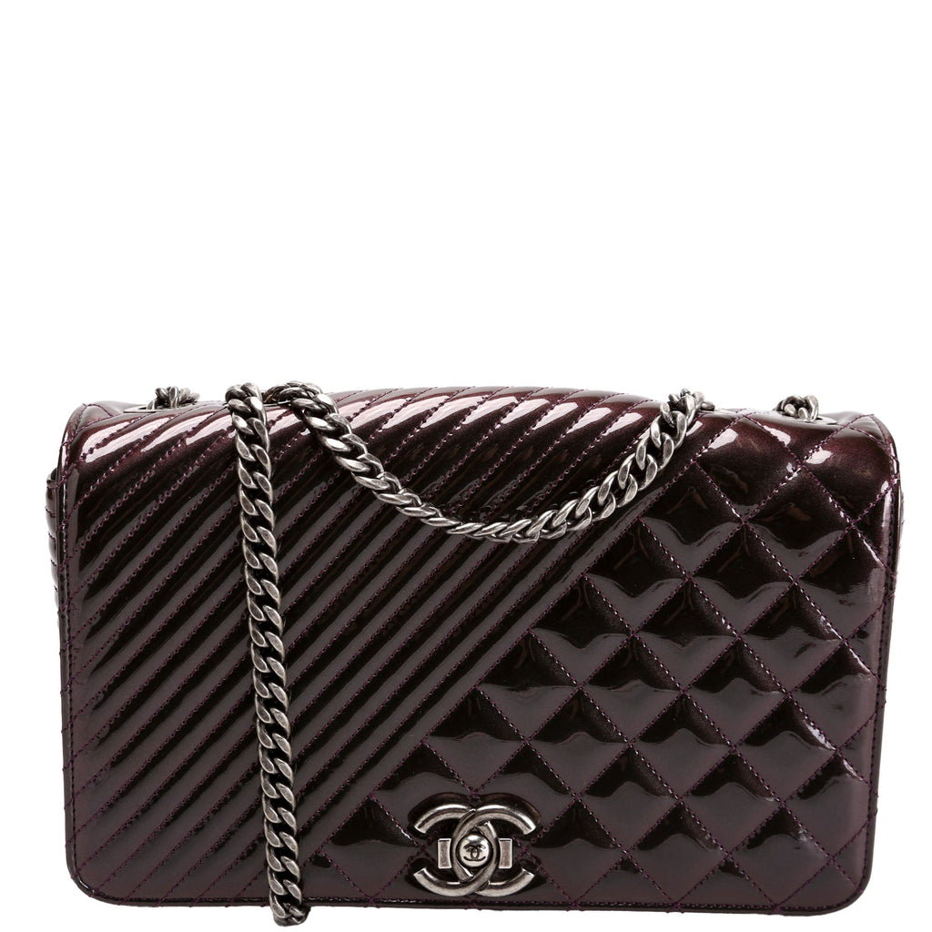 Coco Boy Flap Patent Iridescent Medium 21M Plum