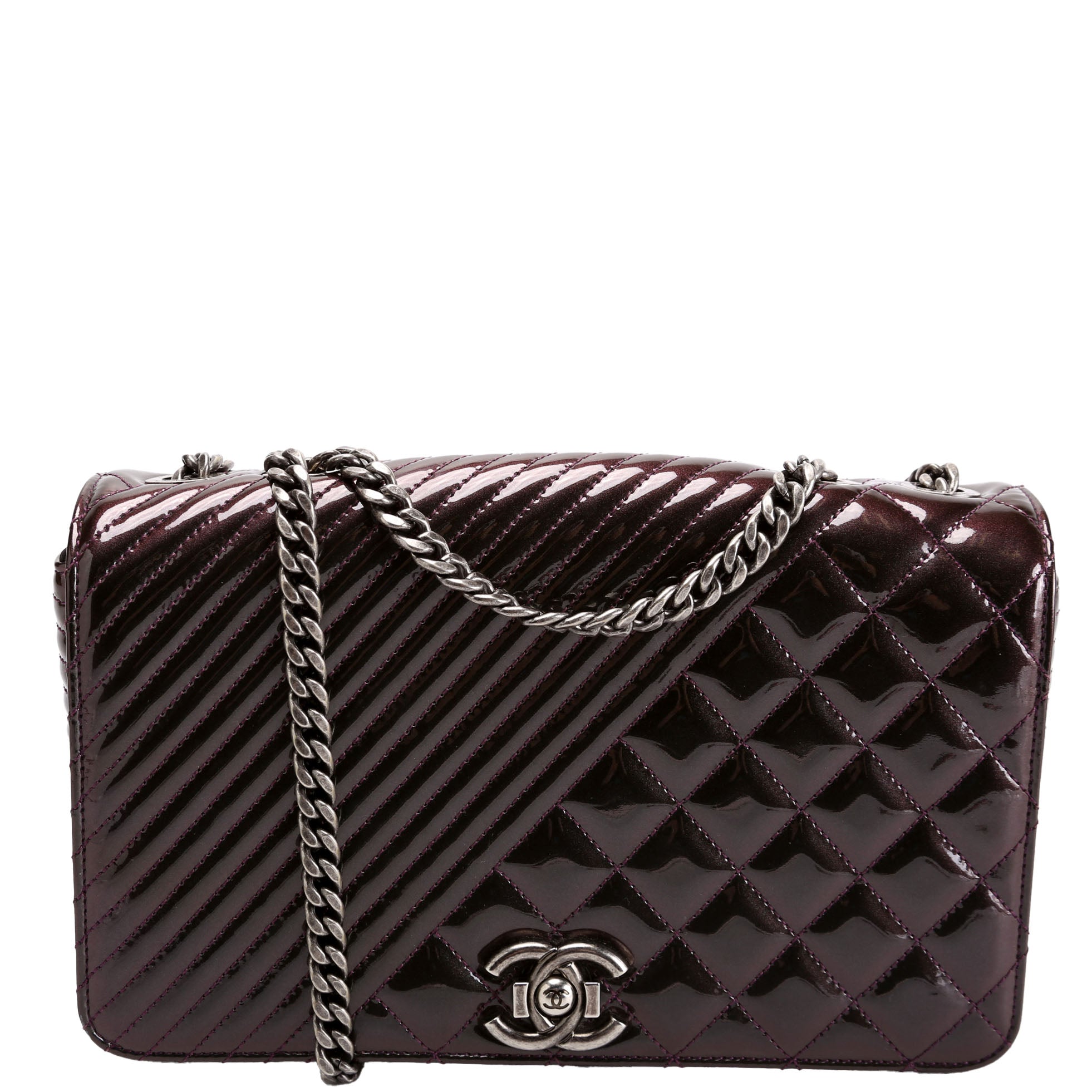 Coco Boy Flap Patent Iridescent Medium 21M Plum