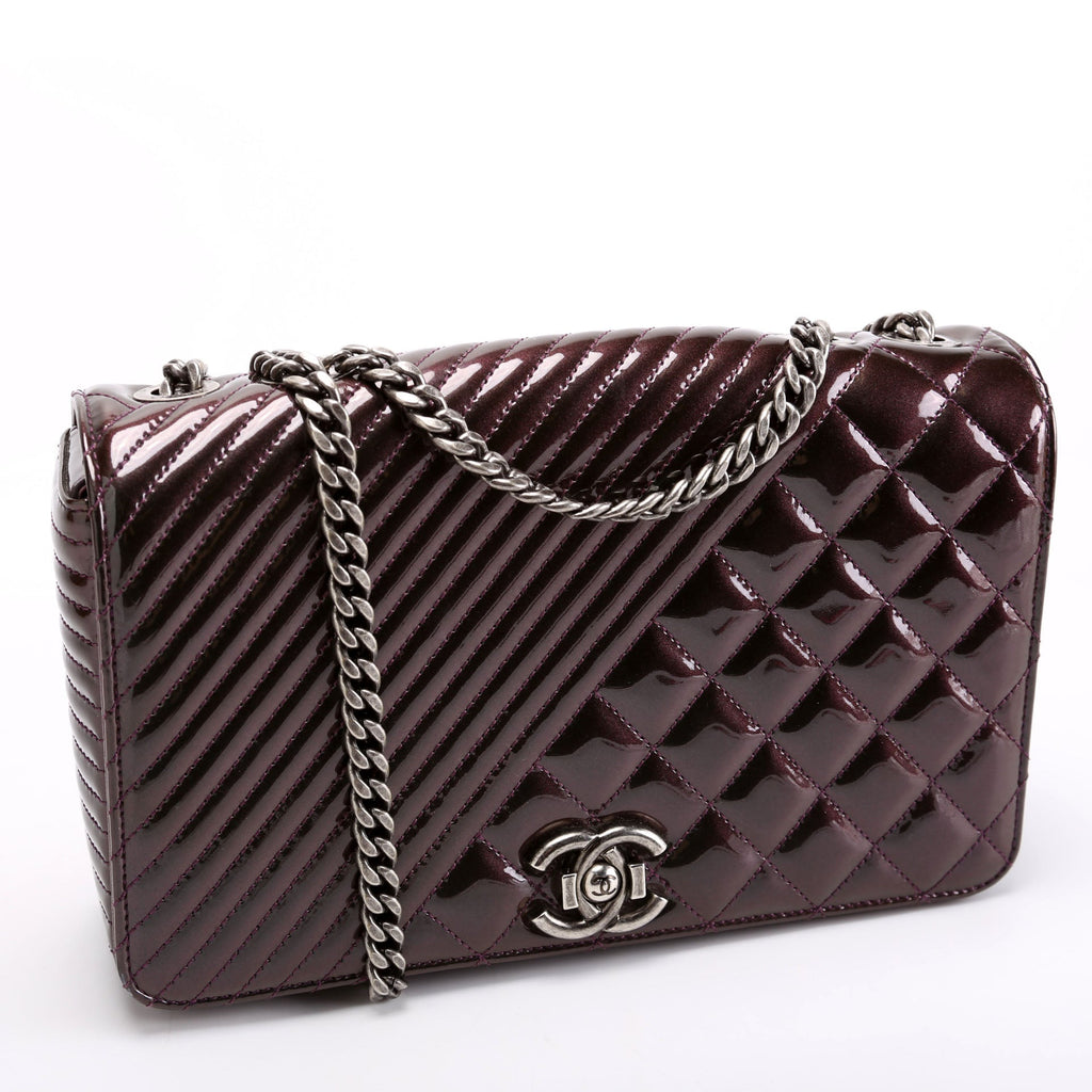 Coco Boy Flap Patent Iridescent Medium 21M Plum