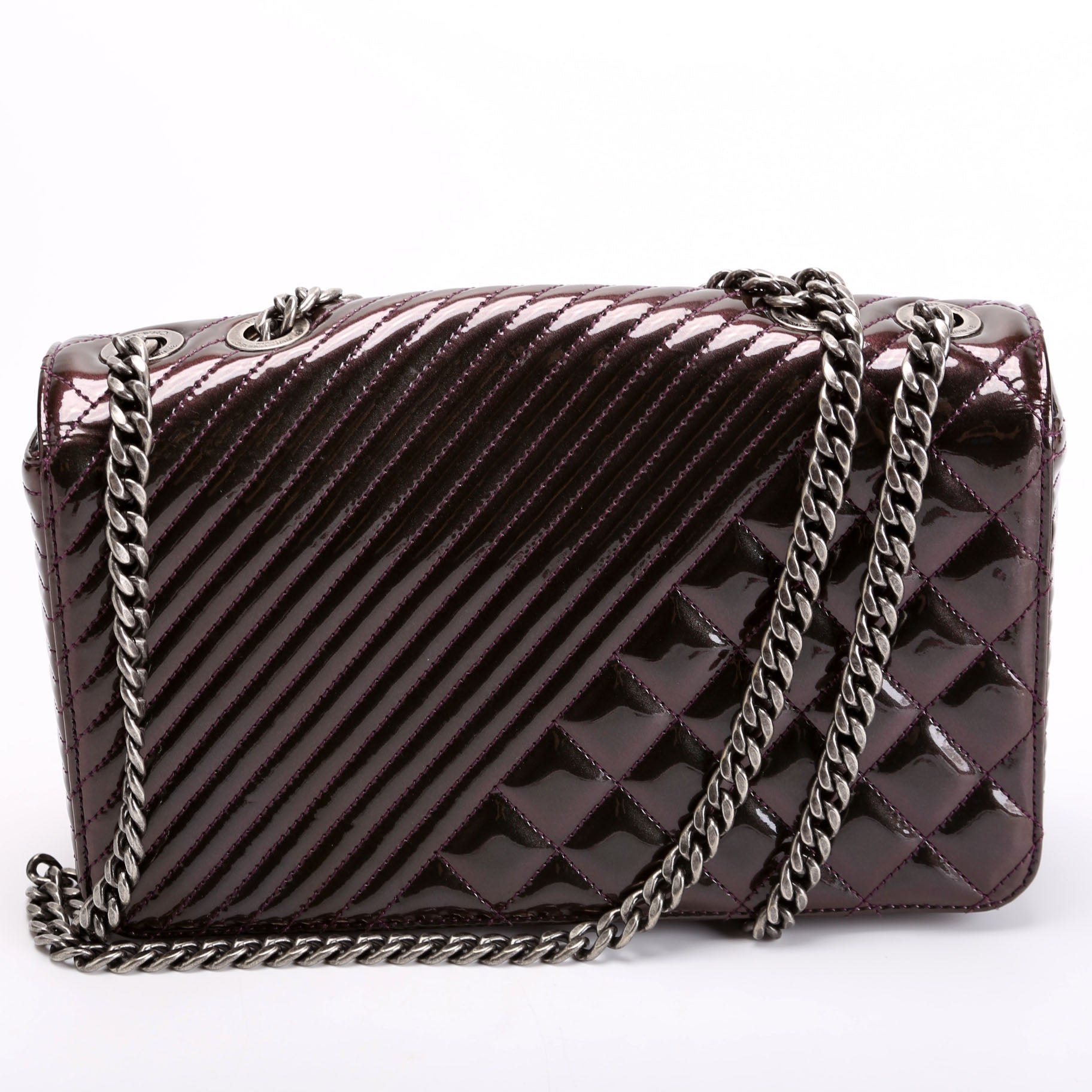 Coco Boy Flap Patent Iridescent Medium 21M Plum