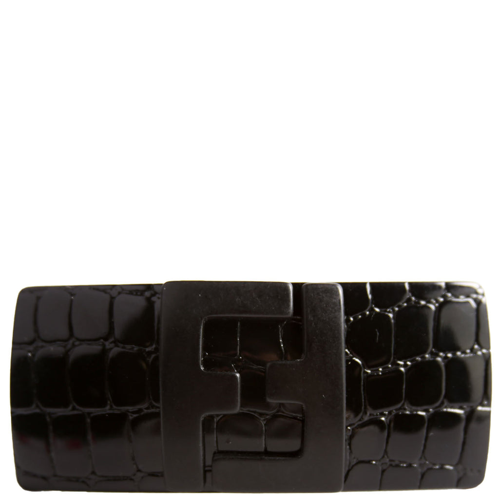 FF Crocodile Embossed Hair Clip Black