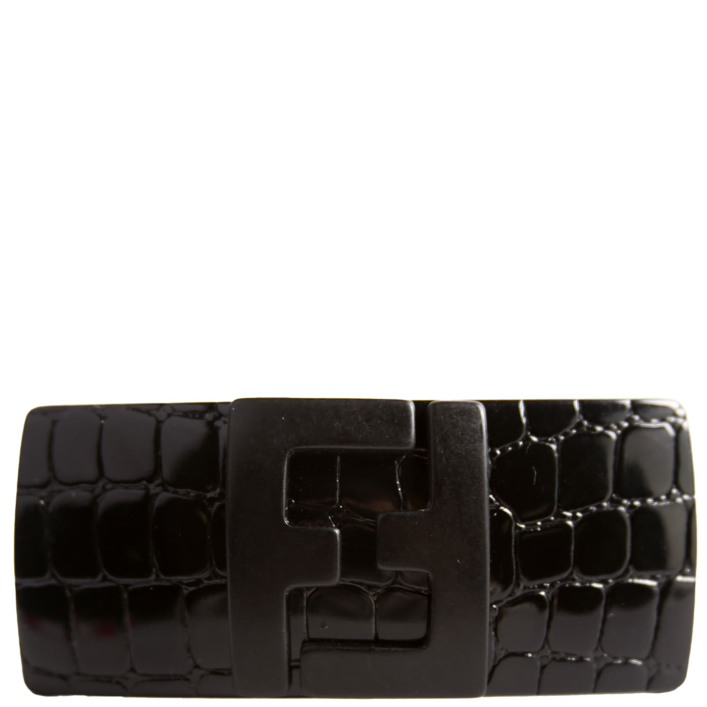 FF Crocodile Embossed Hair Clip Black