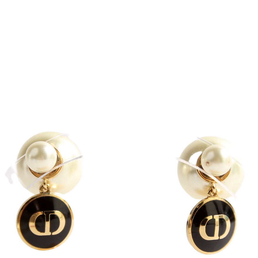 Tribales Resin Pearl CD Earrings Pearl/Black