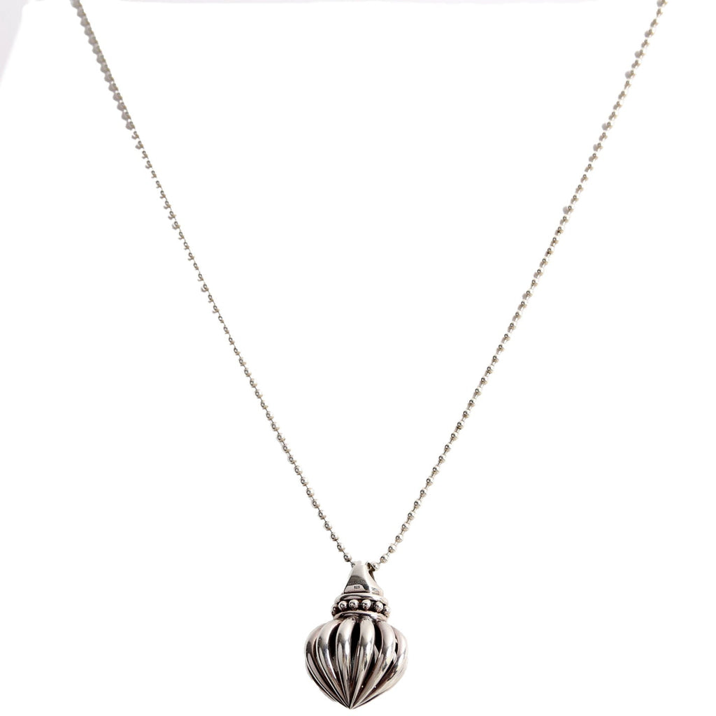 Birdcage Pendant Long Necklace Silver