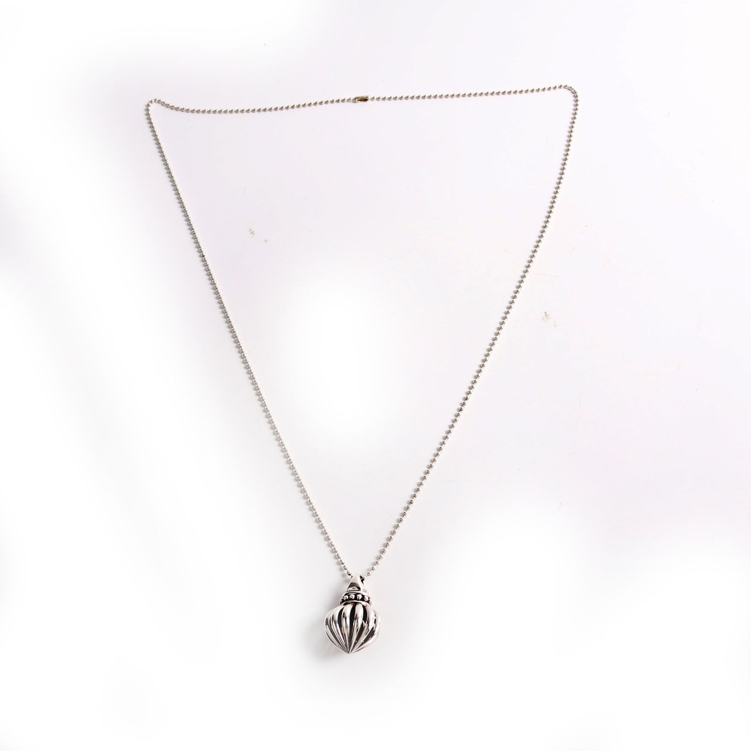 Birdcage Pendant Long Necklace Silver