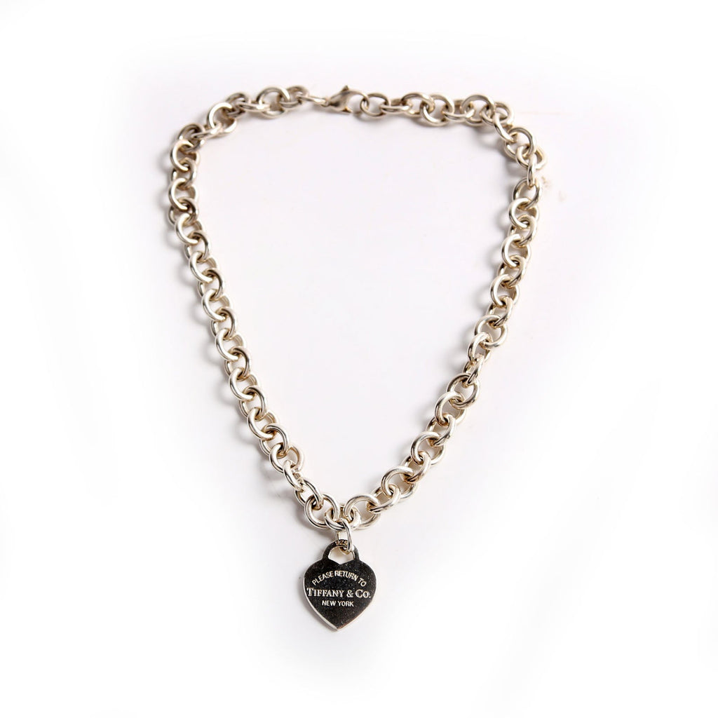 Please Return To Heart Chain Choker Necklace 925