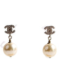 CC Crystal Pearl Drop Earrings Silver