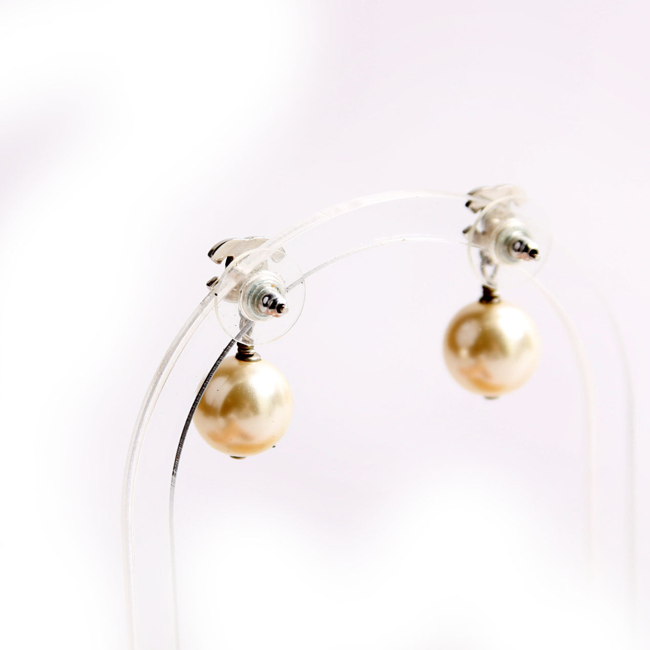 CC Crystal Pearl Drop Earrings Silver