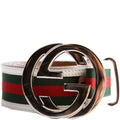 114984 Web Canvas Interlocking G Belt Size 120/48 White