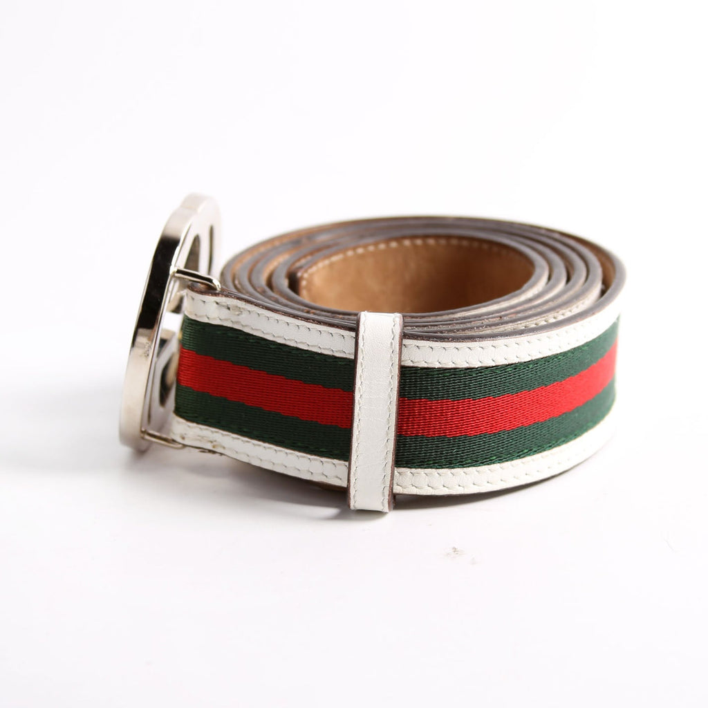 114984 Web Canvas Interlocking G Belt Size 120/48 White