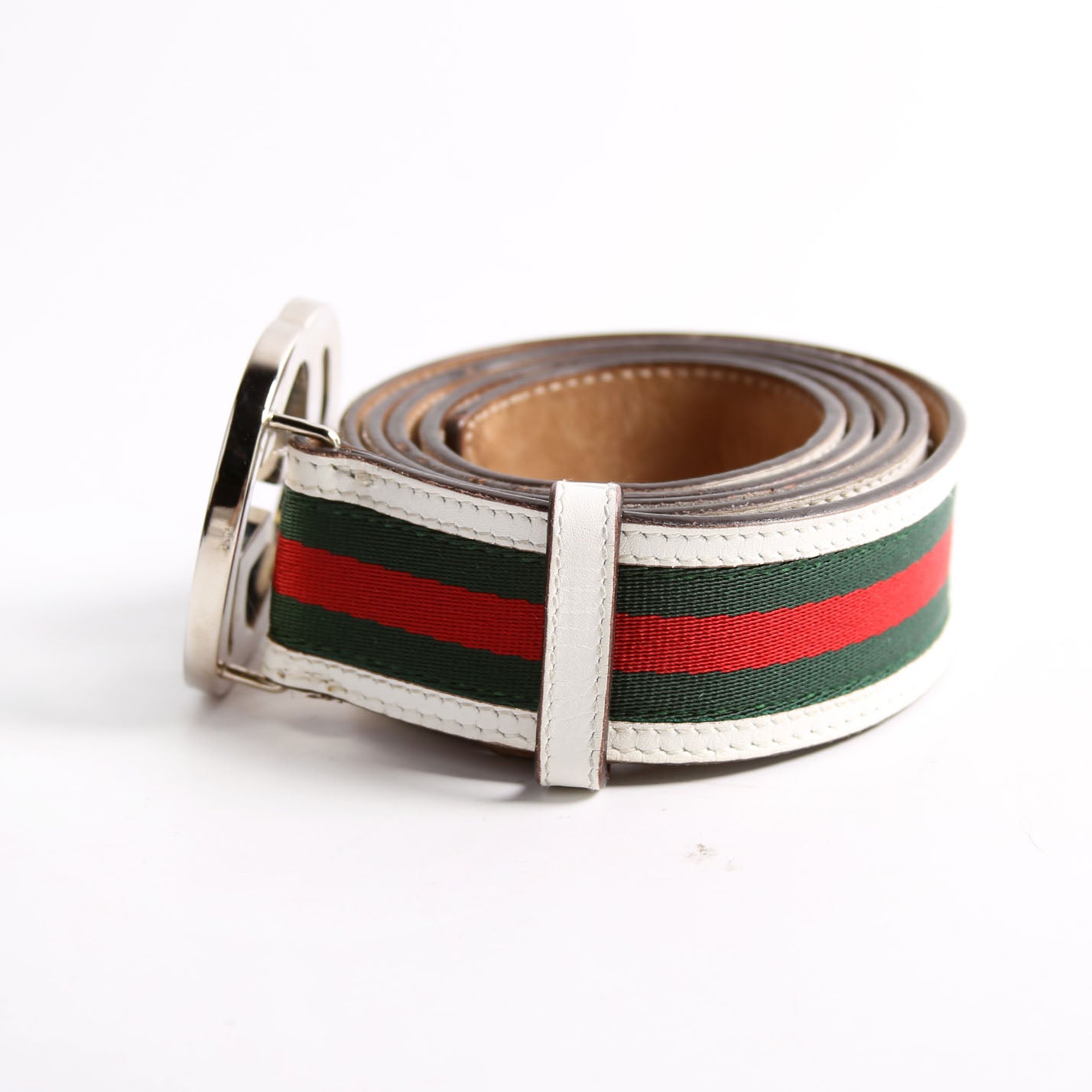 114984 Web Canvas Interlocking G Belt Size 120/48 White