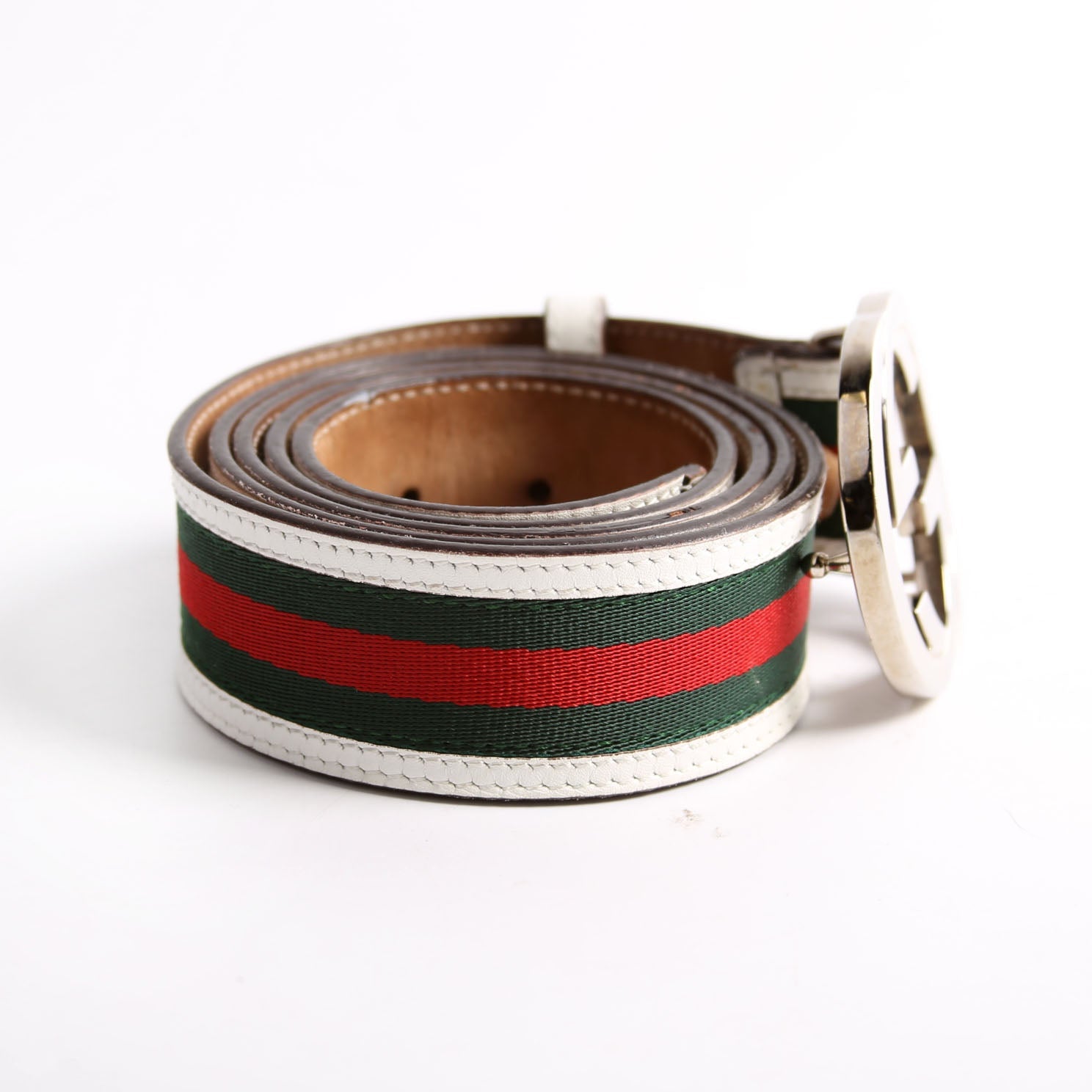 114984 Web Canvas Interlocking G Belt Size 120/48 White