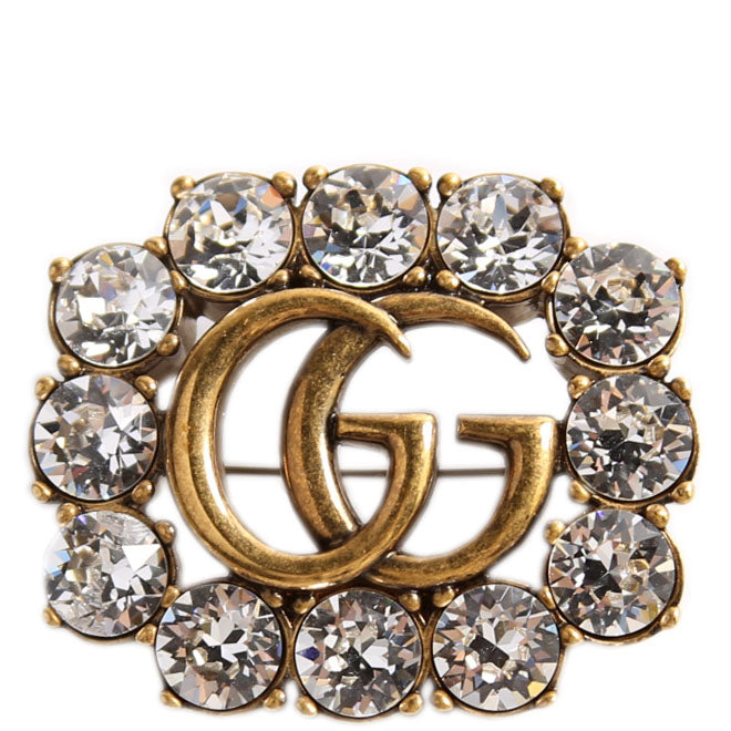 GG Marmont Crystal Brooch Gold