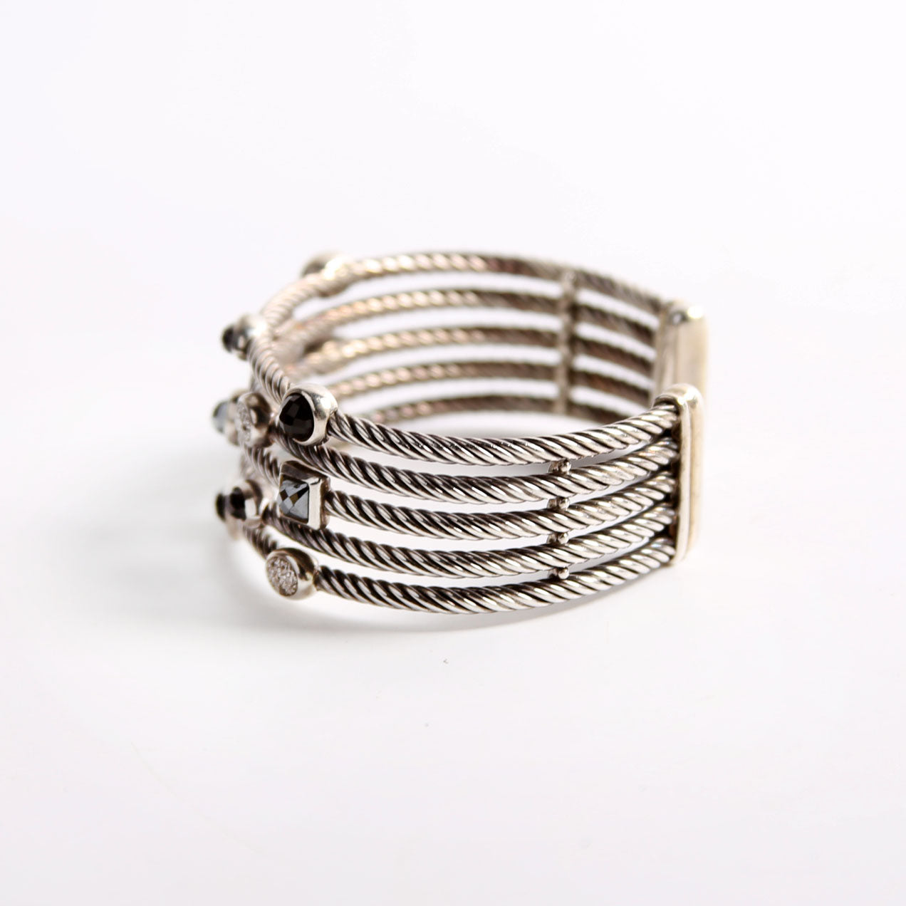 Confetti 5 Row Cuff Bracelet 925/Hematite/Diamond/Onyx