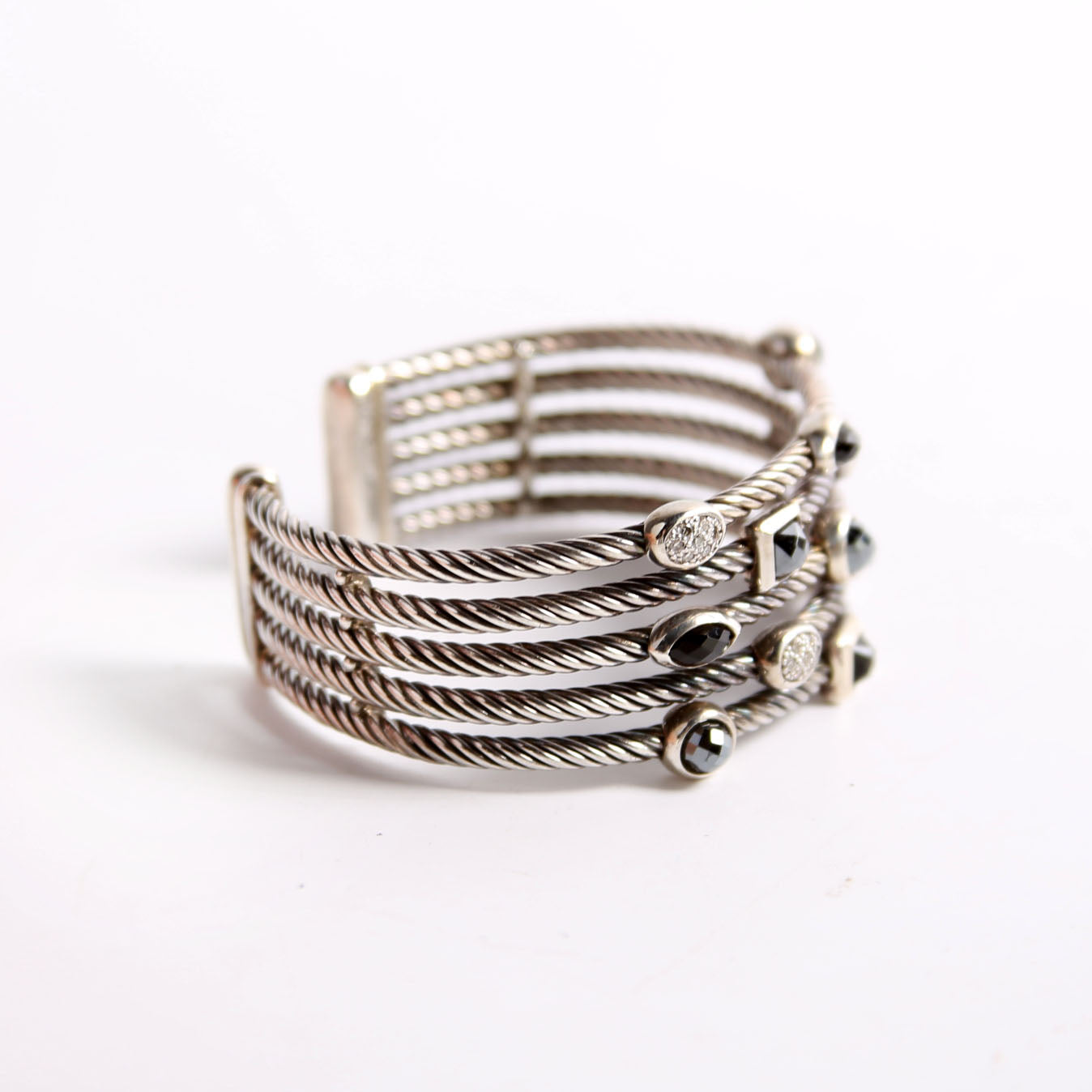 Confetti 5 Row Cuff Bracelet 925/Hematite/Diamond/Onyx